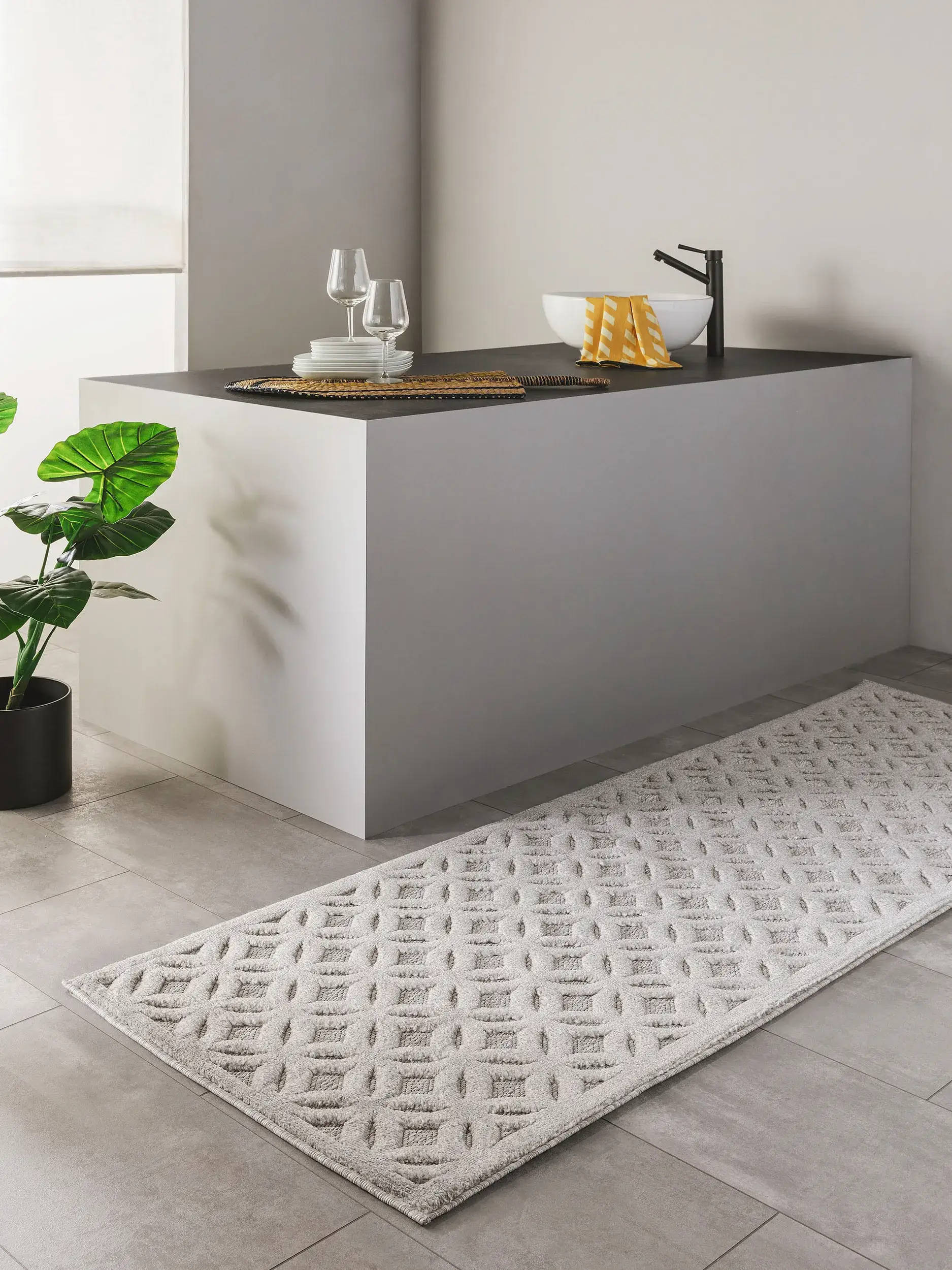 Teppich Bonte aus 100% Polypropylen in Grau von benuta Nest