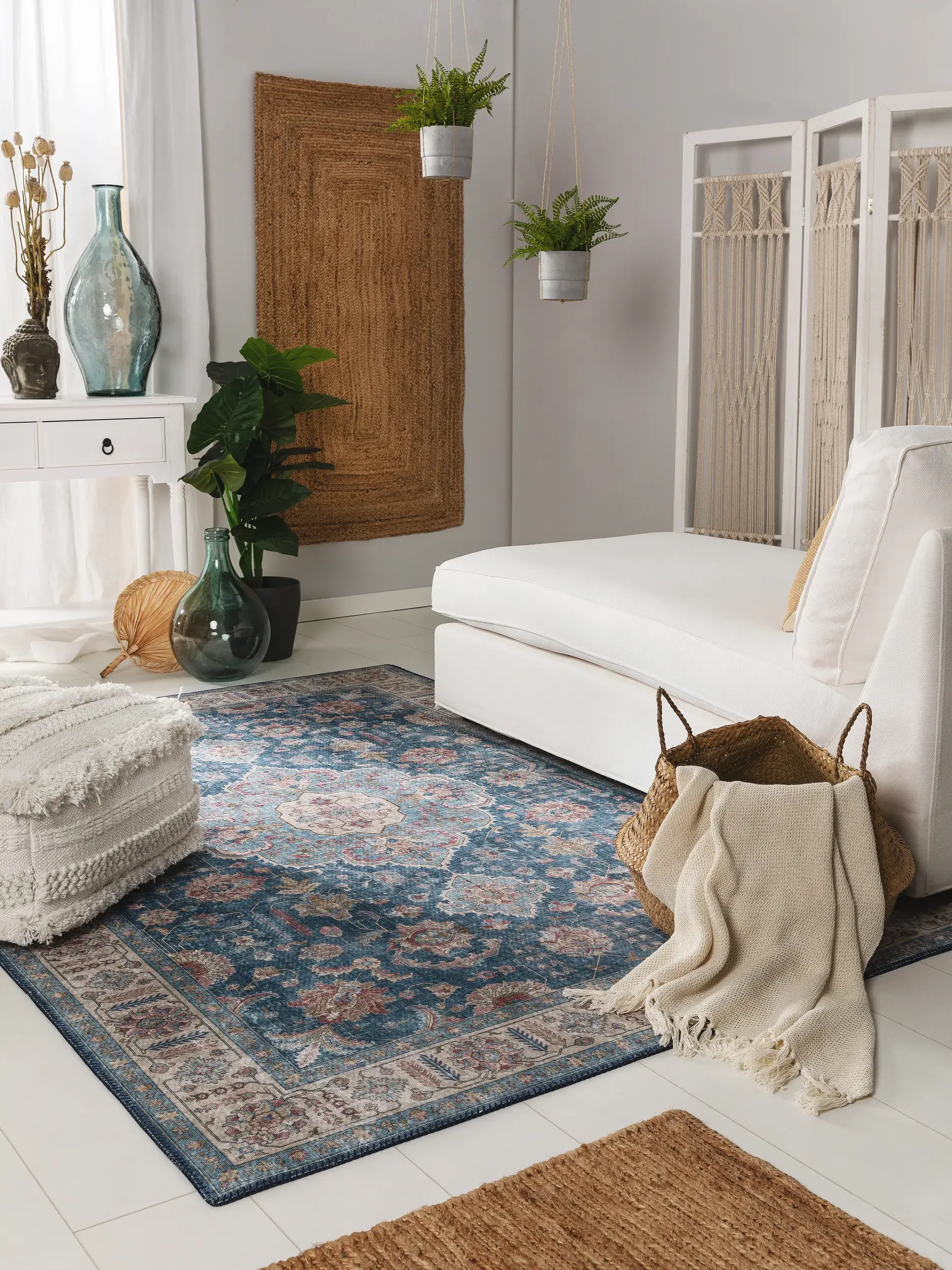 Teppich aus 100% Polyester in Blau mit 100% Polyester hohem Flor von benuta Pop
