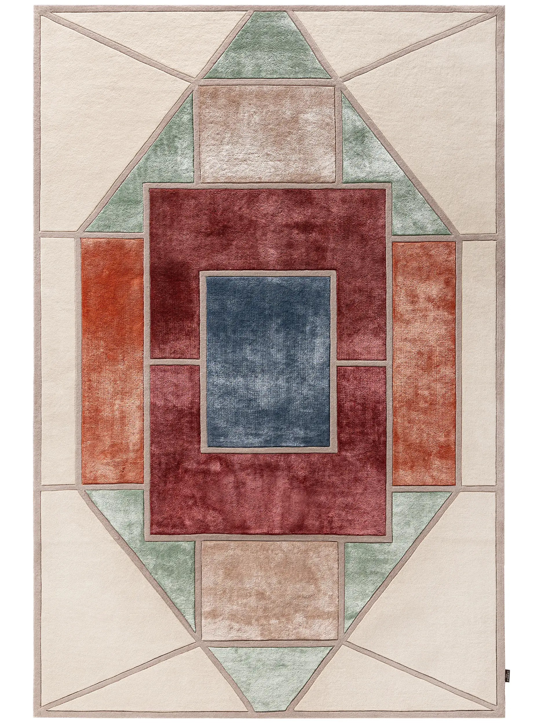 Teppich aus 50% Wolle, 50% Lyocell (Tencel™) in Multicolor mit 50% Wolle, 50% Lyocell (Tencel™) hohem Flor von benuta Finest