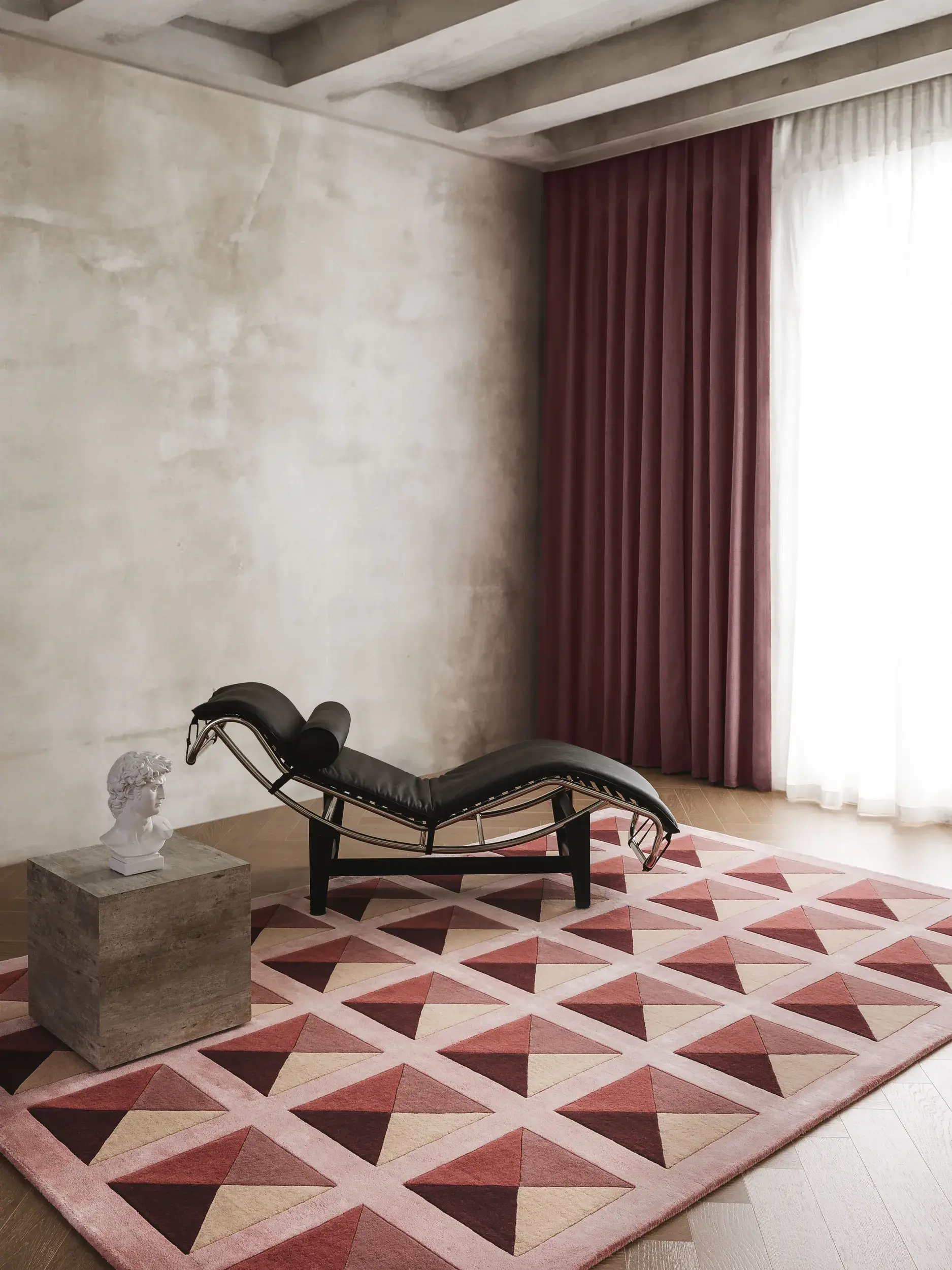 Teppich aus 60% Wolle, 40% Lyocell (Tencel™) in Rosa mit 60% Wolle, 40% Lyocell (Tencel™) hohem Flor von benuta Finest