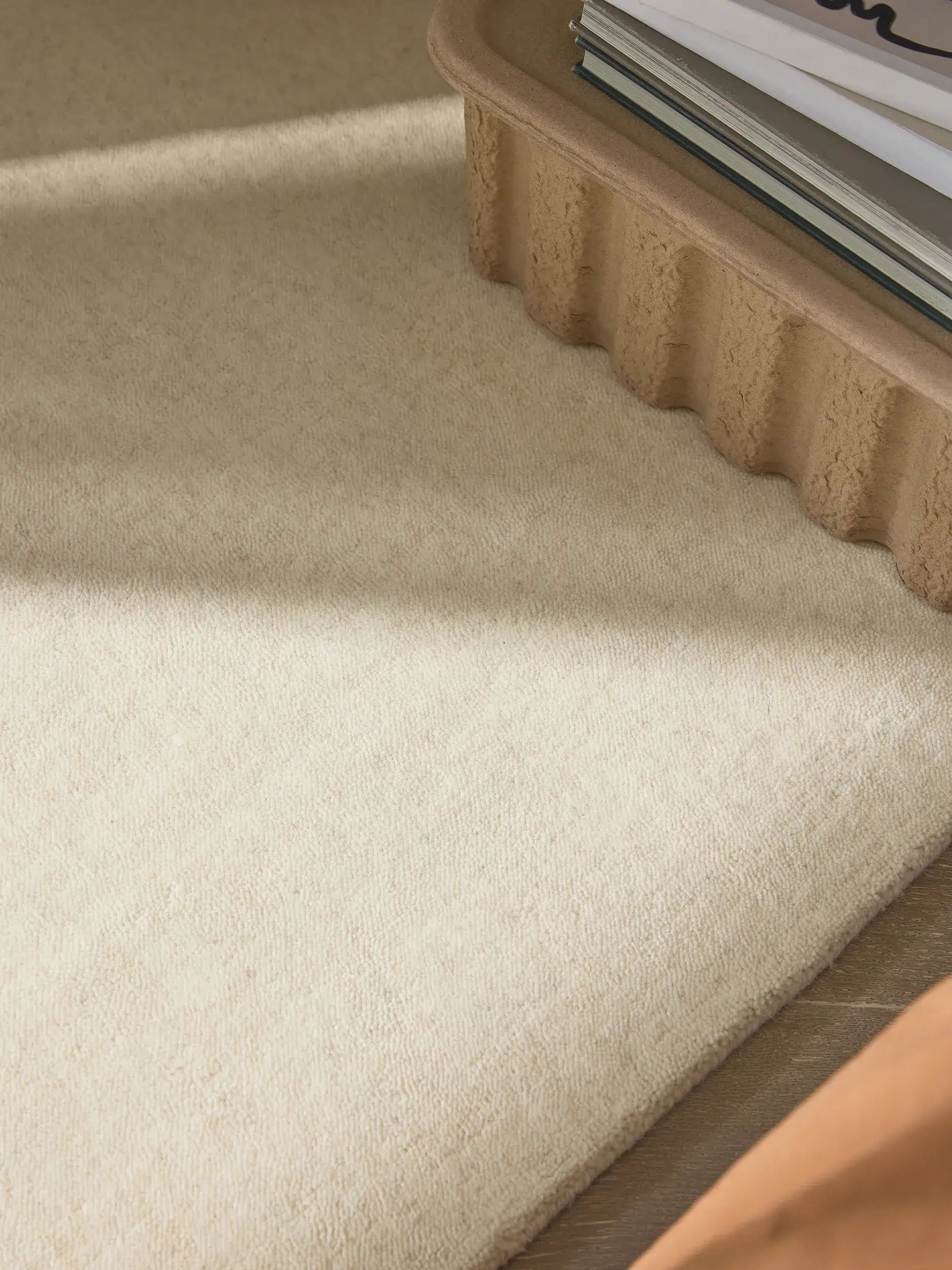 Rug made of 100% Wool in Beige with a 100% Wool high pile by benuta Pure