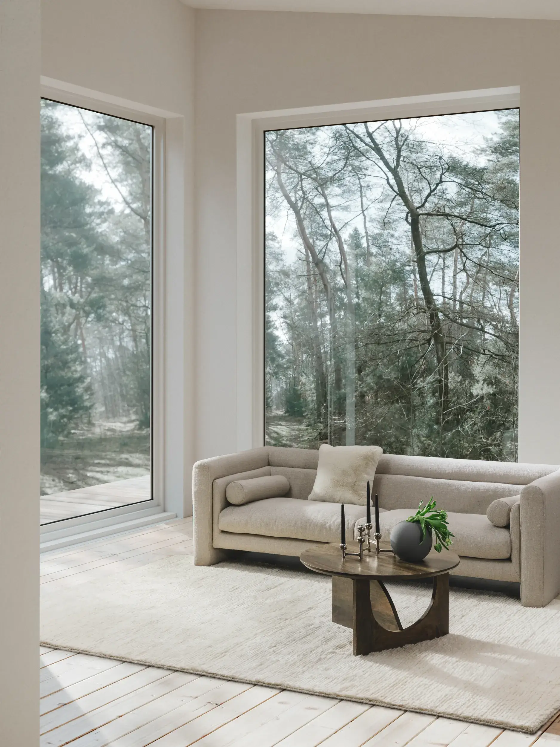 Teppich aus 90% Wolle, 10% Baumwolle in Beige mit 90% Wolle, 10% Baumwolle hohem Flor von benuta Finest
