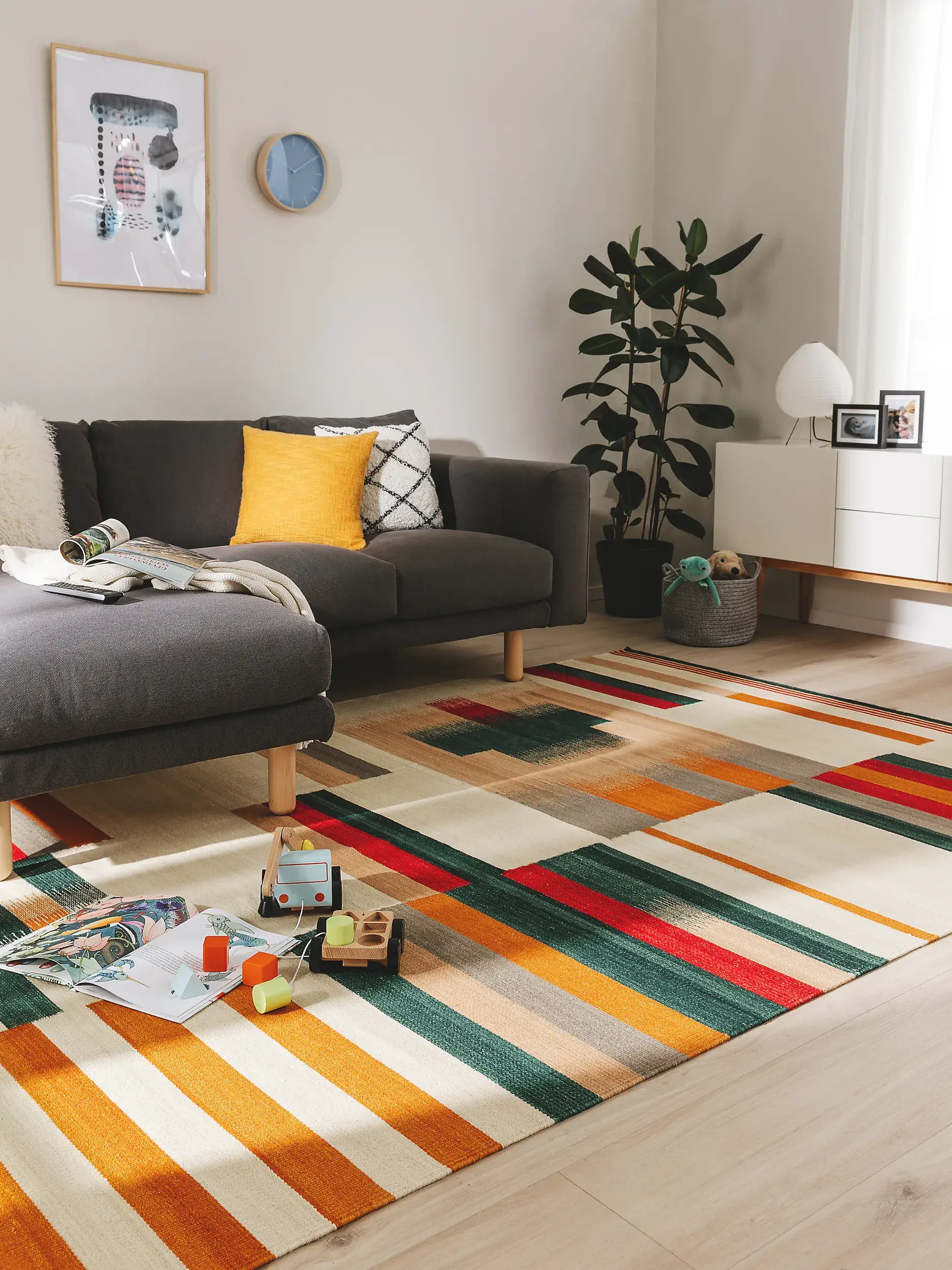 Teppich aus 80% Wolle, 20% Baumwolle in Multicolor mit 80% Wolle, 20% Baumwolle hohem Flor von benuta Nest