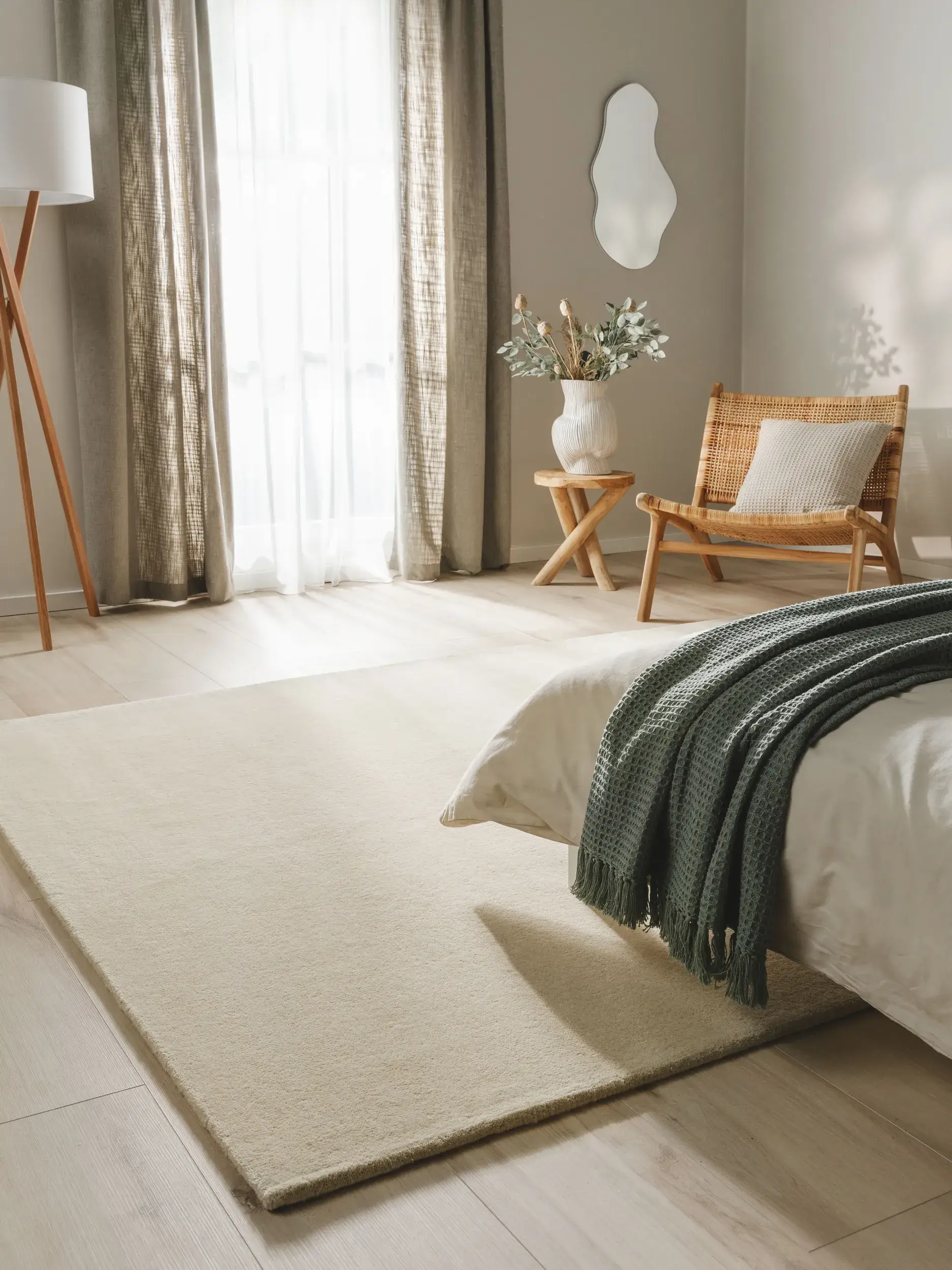 Teppich aus 100% Wolle in Beige mit 100% Wolle hohem Flor von benuta Nest