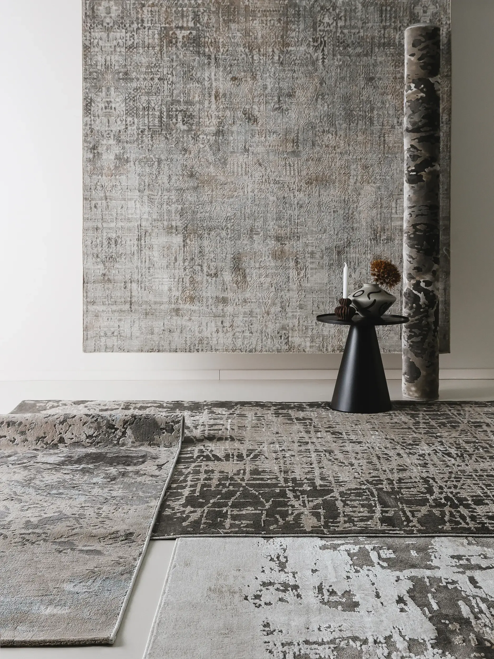 Rug made of 100% Polyester in Grey with a 100% Polyester high pile by benuta Nest