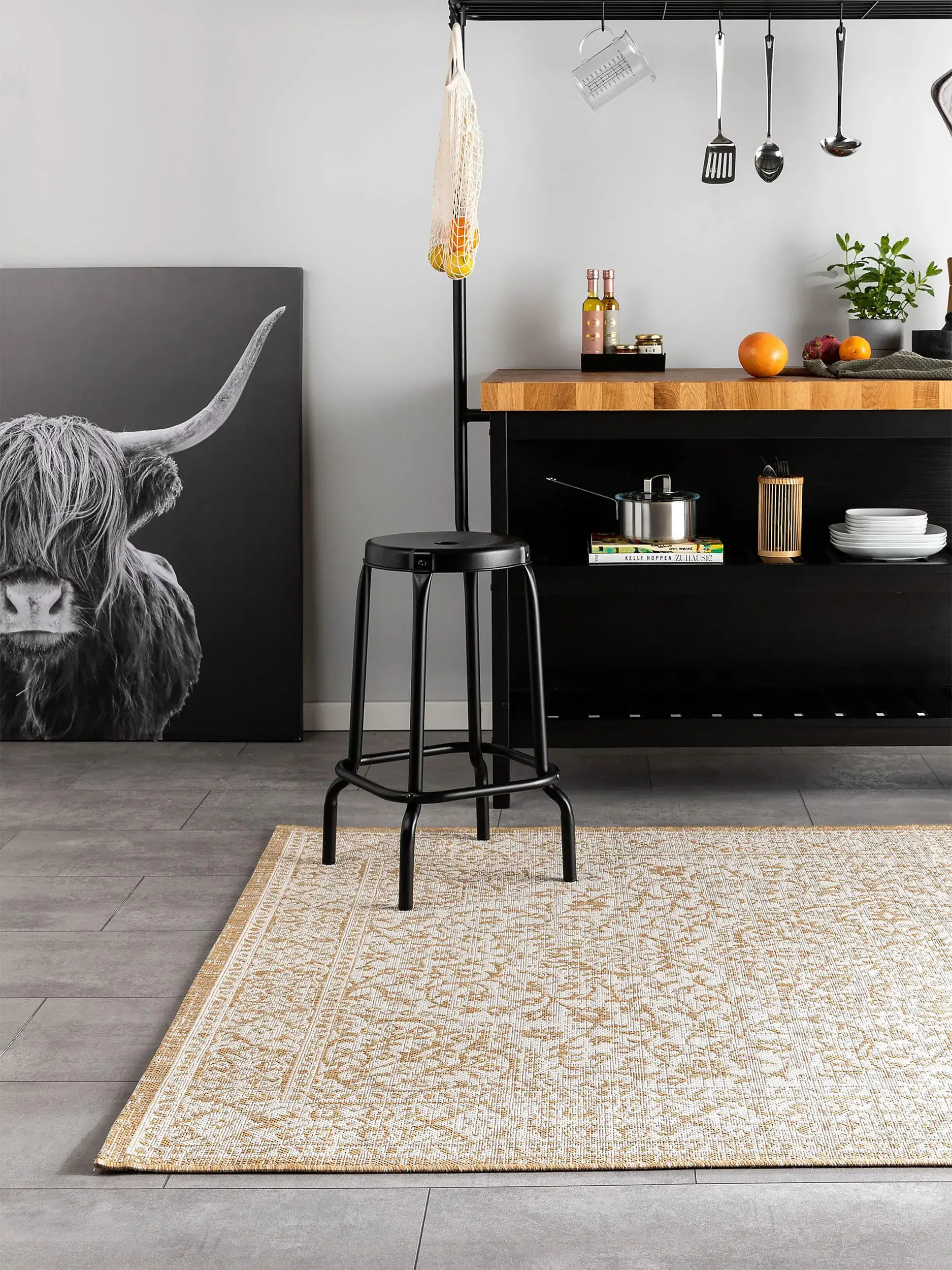 Teppich aus 100% Polypropylen in Beige mit 100% Polypropylen hohem Flor von benuta Nest