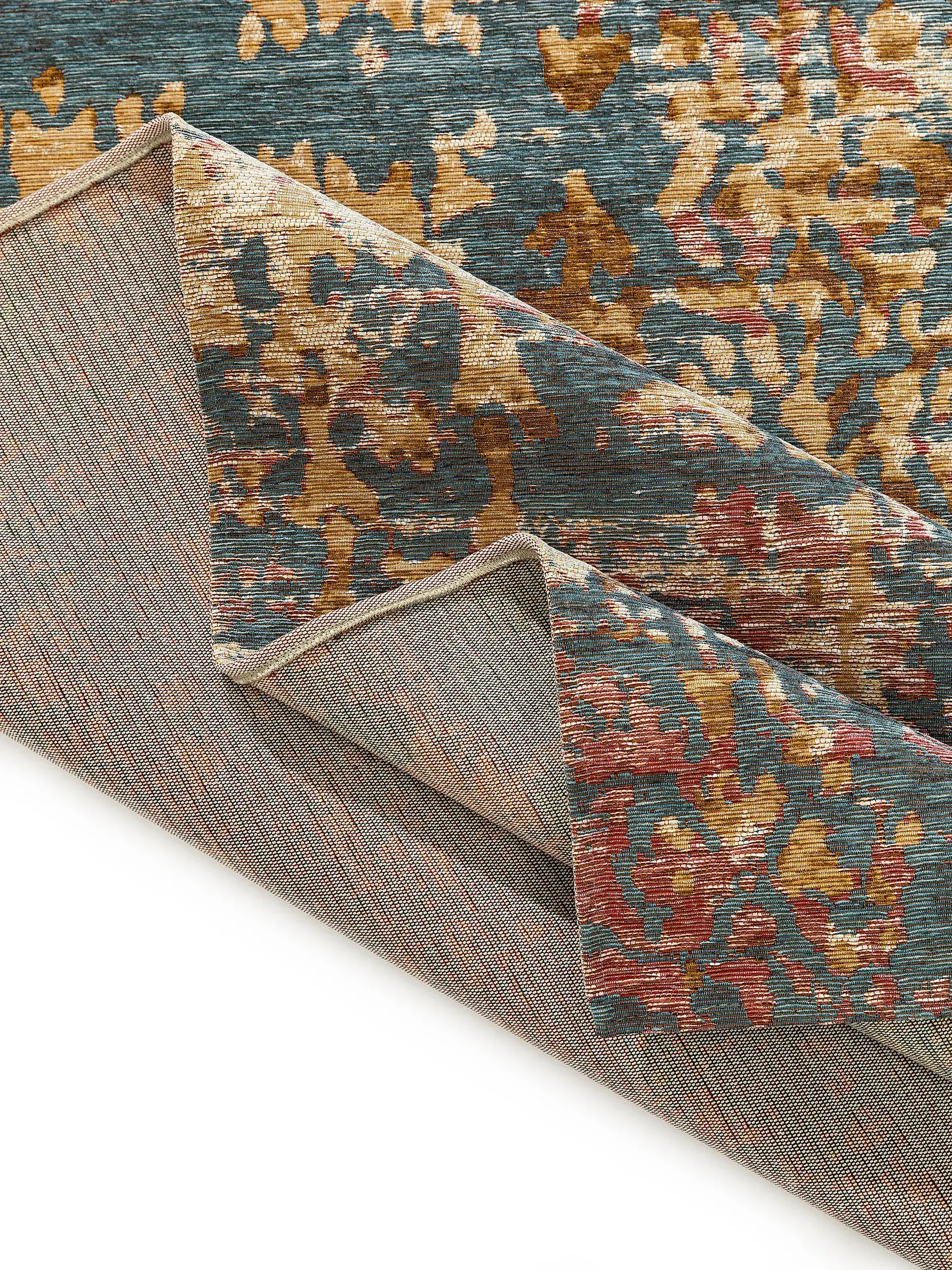 Tappeto Frencie di 50% Cotone, 49% Poliestere, 1% Lattice in Azzurro di benuta nest