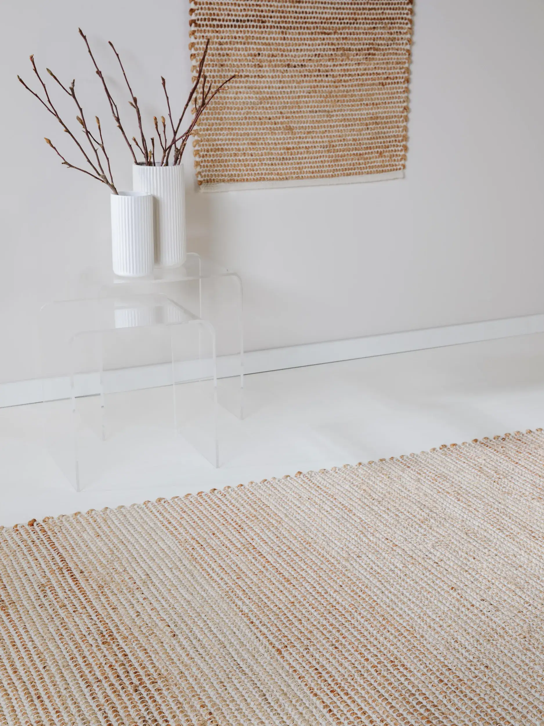 Matta av 70% Jute, 20% Ull, 10% Bomull i Beige med 70% Jute, 20% Ull, 10% Bomull hög lugg från benuta pure