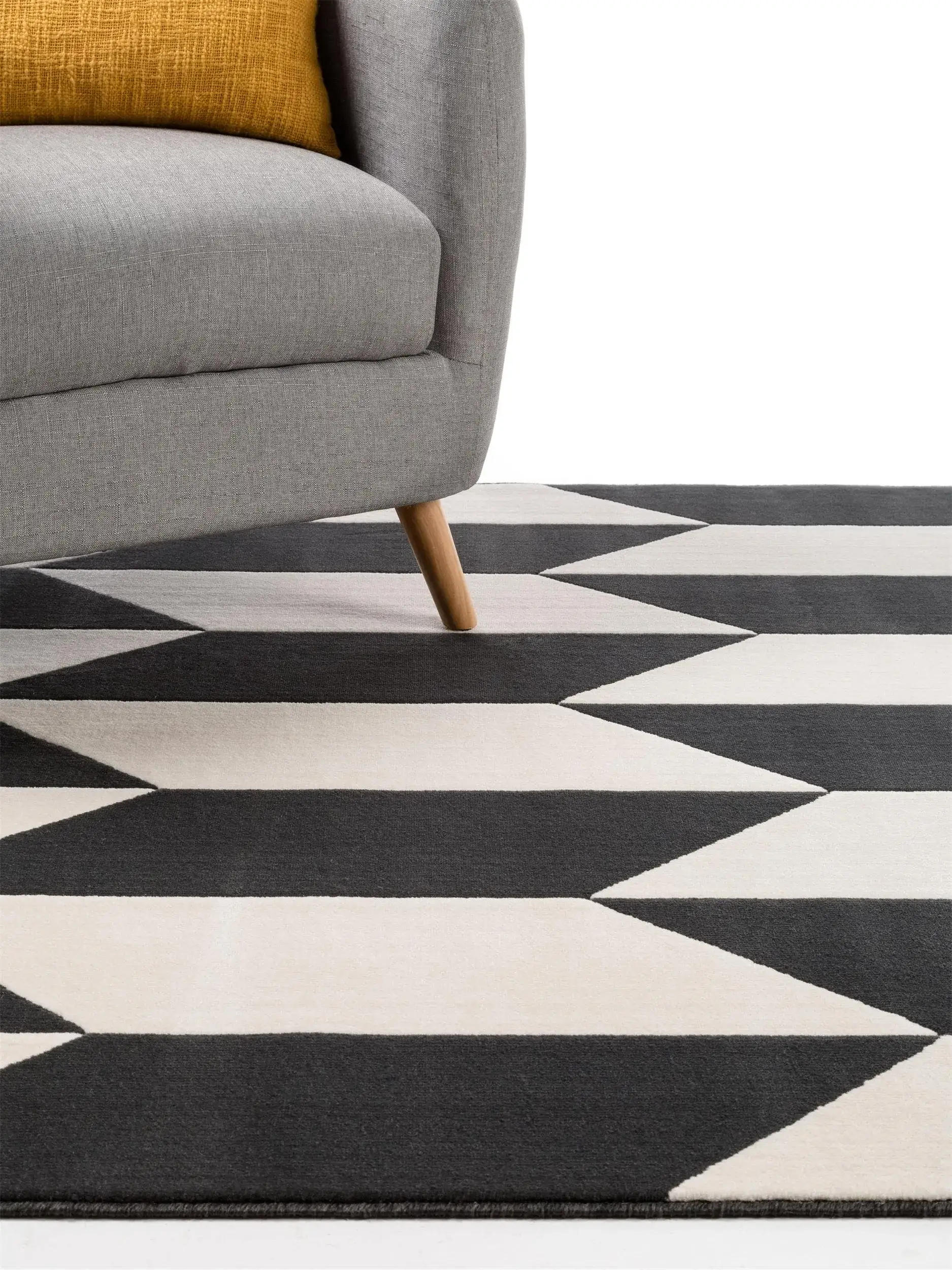 Teppich aus 100% Polypropylen in Schwarz/Weiß mit 100% Polypropylen hohem Flor von benuta Pop