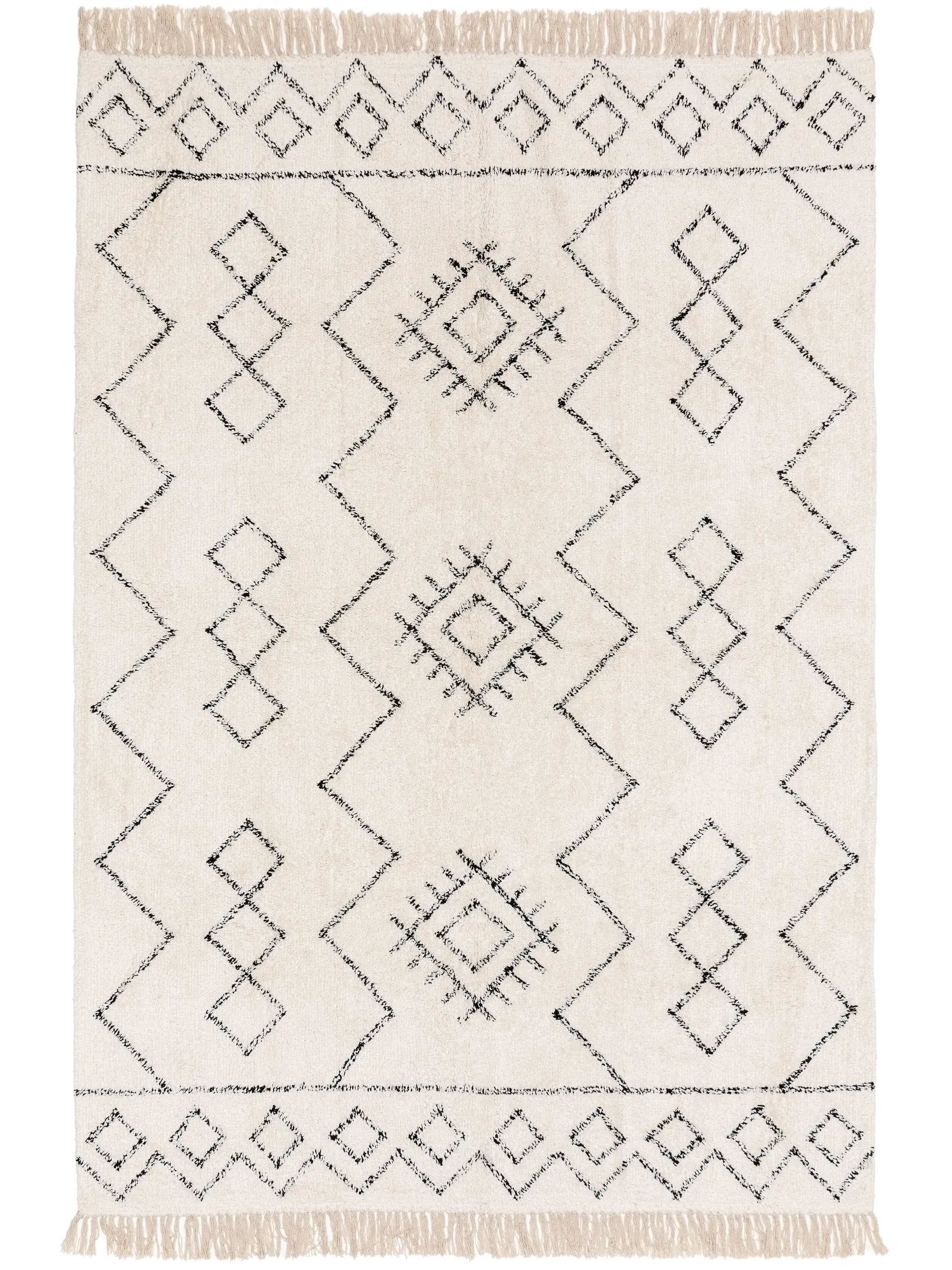 Teppich aus 100% Baumwolle in Beige mit 100% Baumwolle hohem Flor von benuta Nest