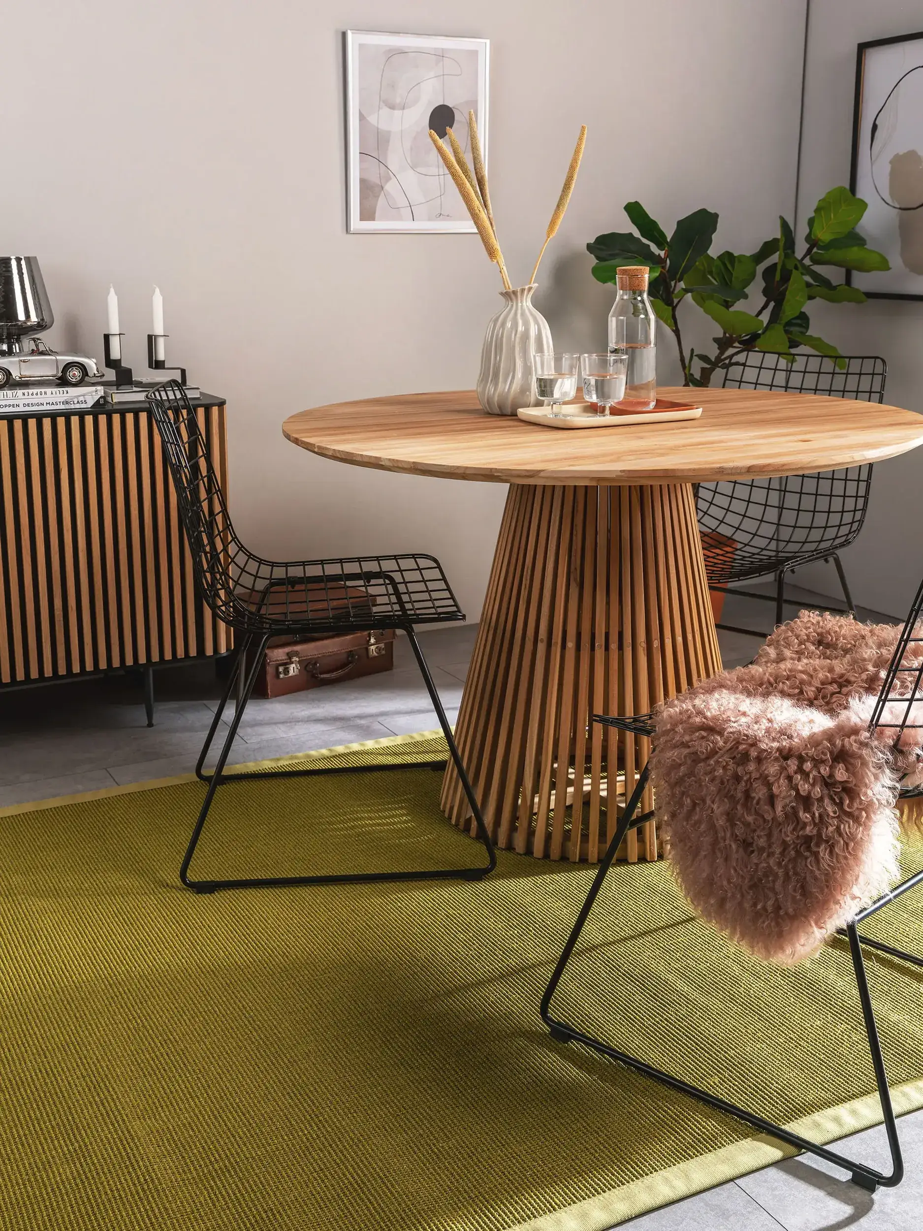 Rug made of 100% Sisal in Grün with a 100% Sisal high pile by benuta Nest