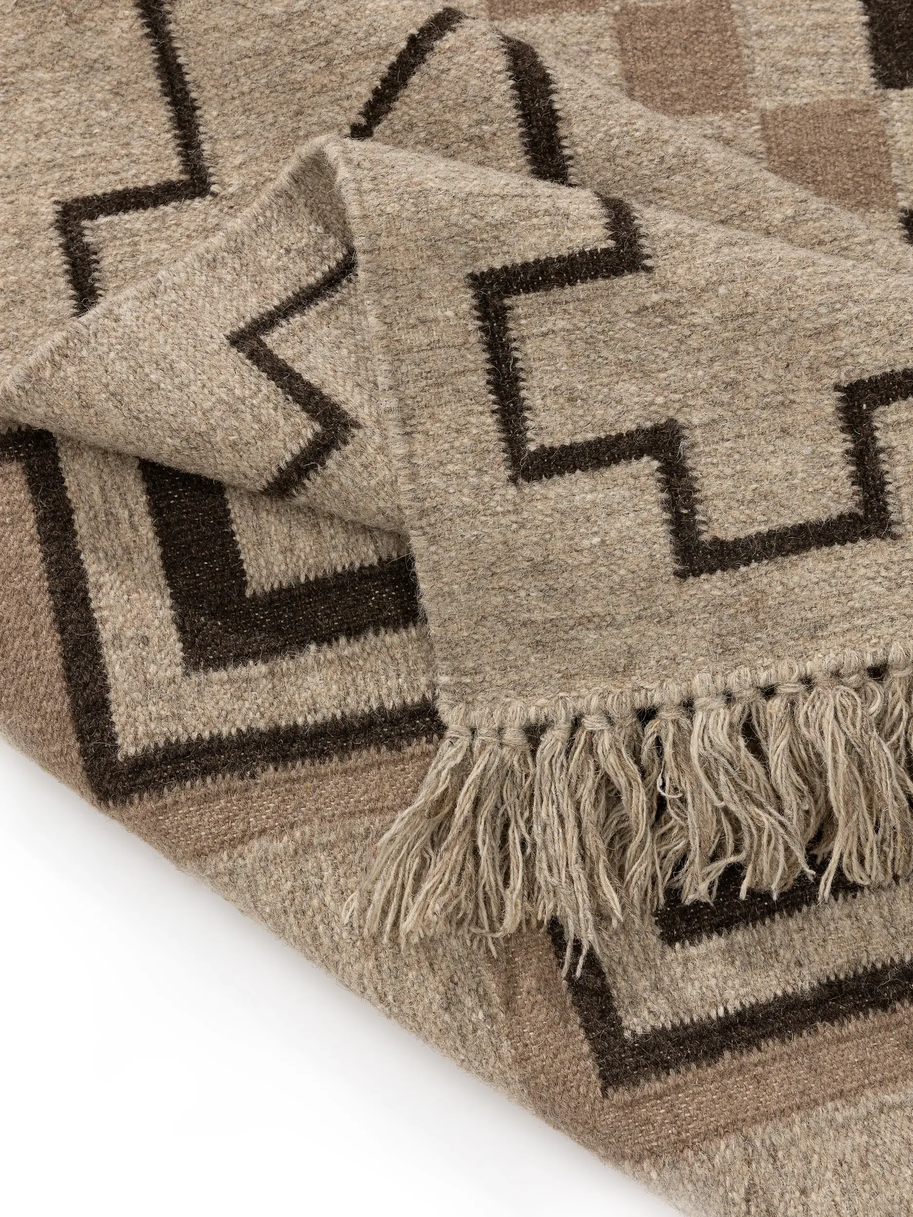 Tappeto di 80% Lana, 20% Cotone in Taupe con pelo alto 80% Lana, 20% Cotone da benuta pure