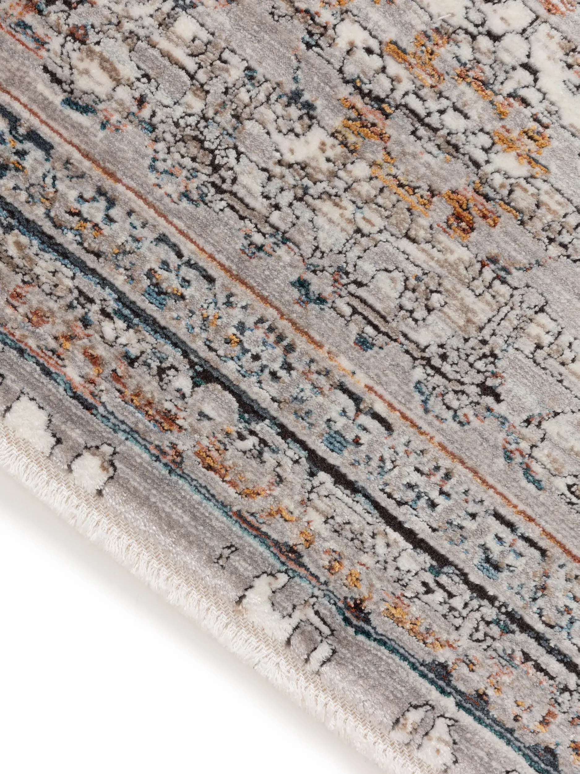 Teppich aus 56% Viskose, 30% Polyester, 14% Polyacryl in Grau mit 56% Viskose, 30% Polyester, 14% Polyacryl hohem Flor von benuta Finest