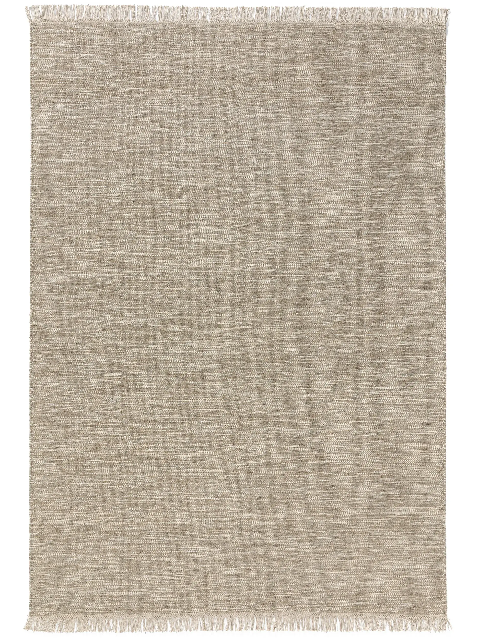 Tapijt van 80% Wol, 20% Katoen in Taupe met een 80% Wol, 20% Katoen hoge pool van benuta pure