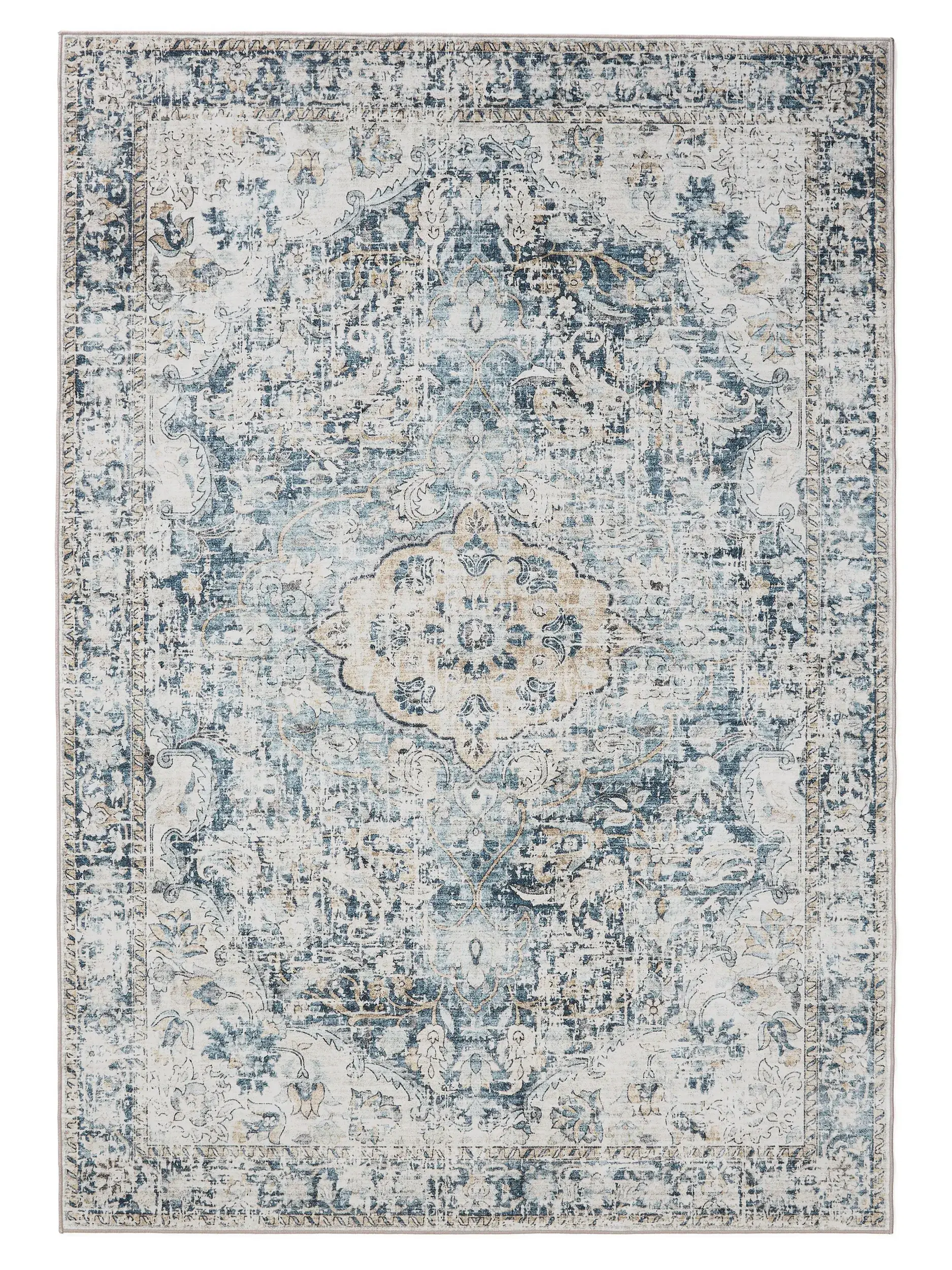 Teppich aus 100% Polyester in Blau mit 100% Polyester hohem Flor von benuta Basic