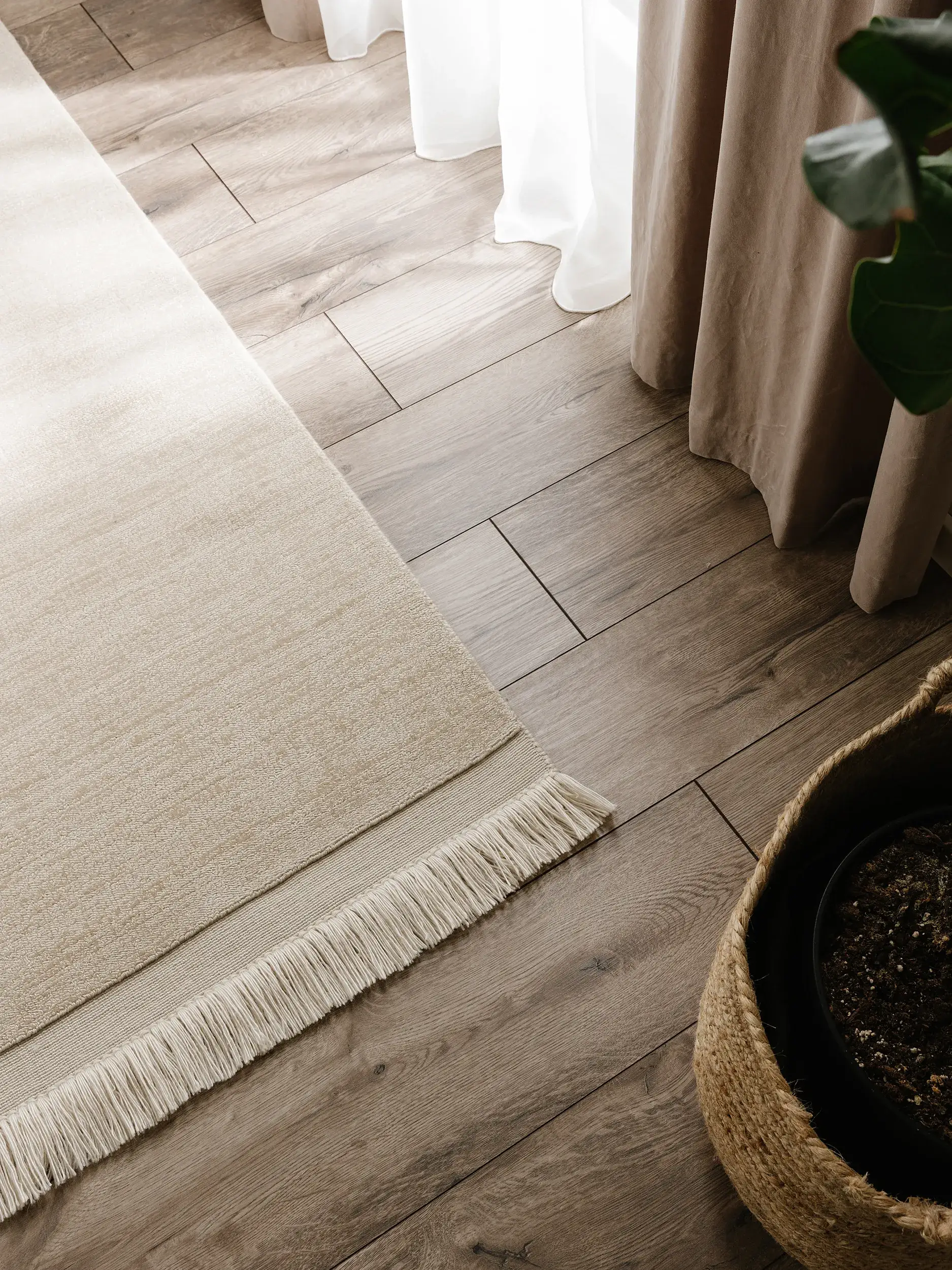 Teppich Jade aus 80% Polyester, 20% Baumwolle in Beige von benuta Pure