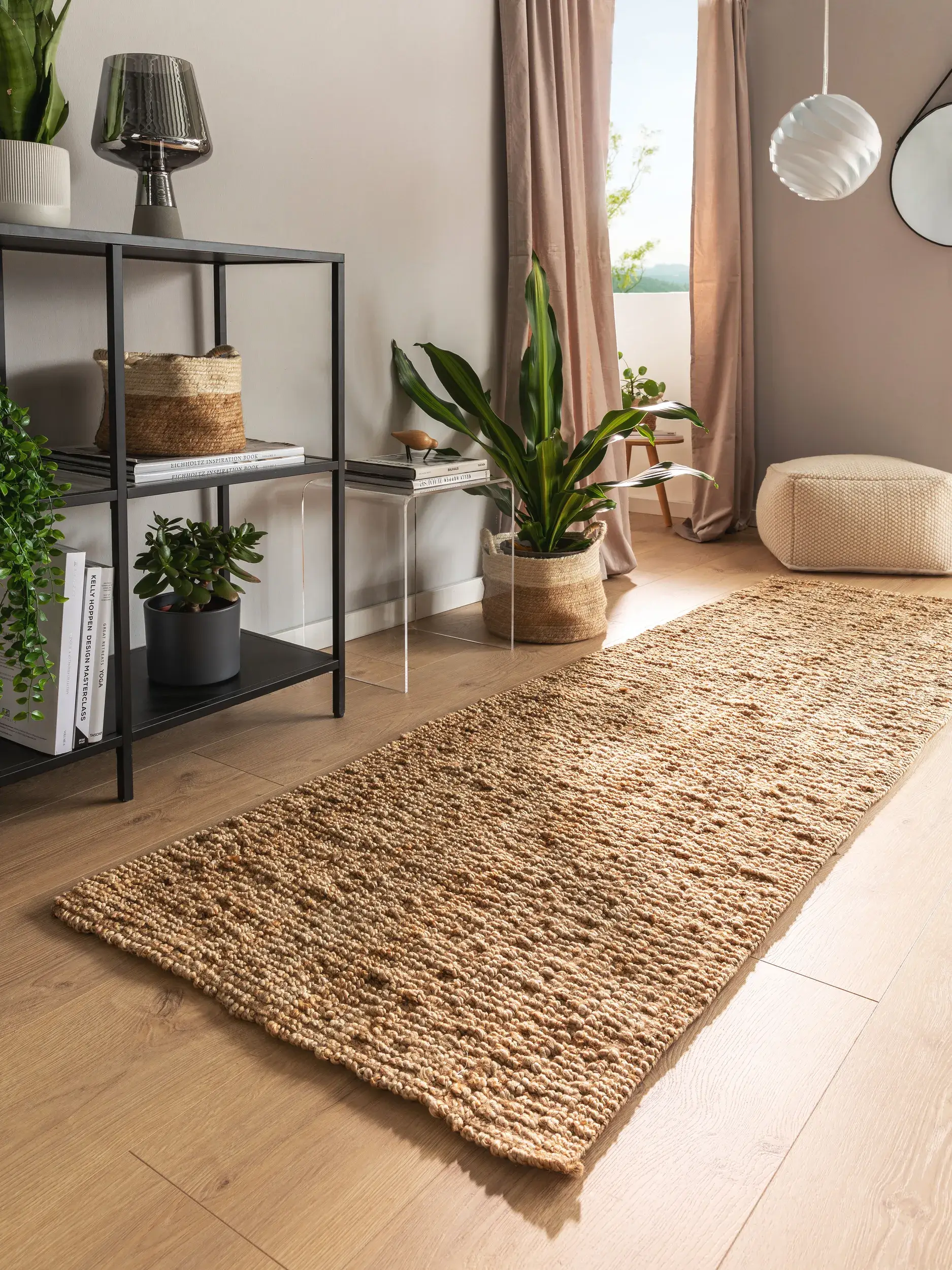 Matta av 100% Jute i Beige med 100% Jute hög lugg från benuta pure