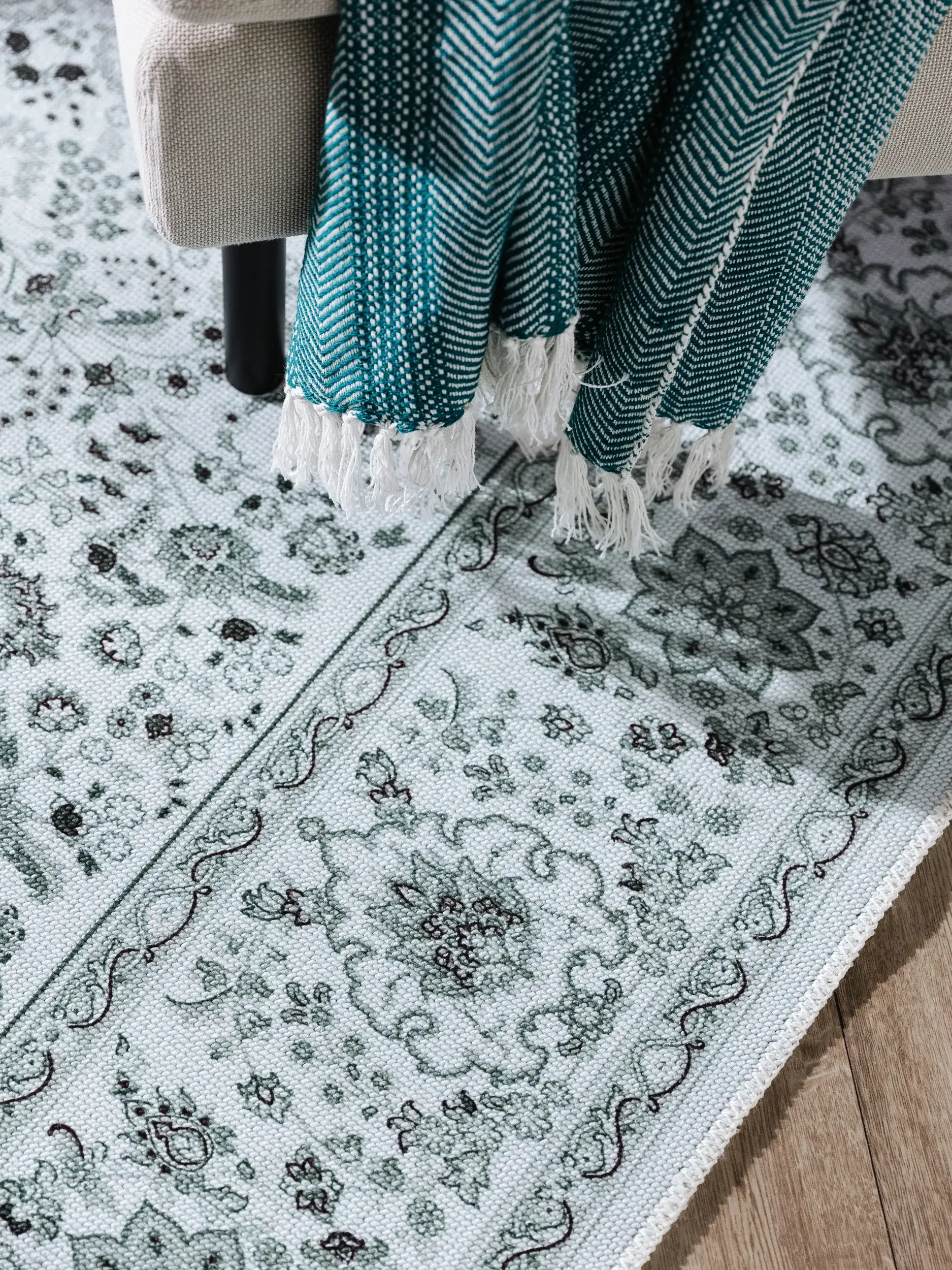Teppe av 70% Polyester, 30% Baumwolle i Türkis med 70% Polyester, 30% Baumwolle høy lugg fra benuta Pop