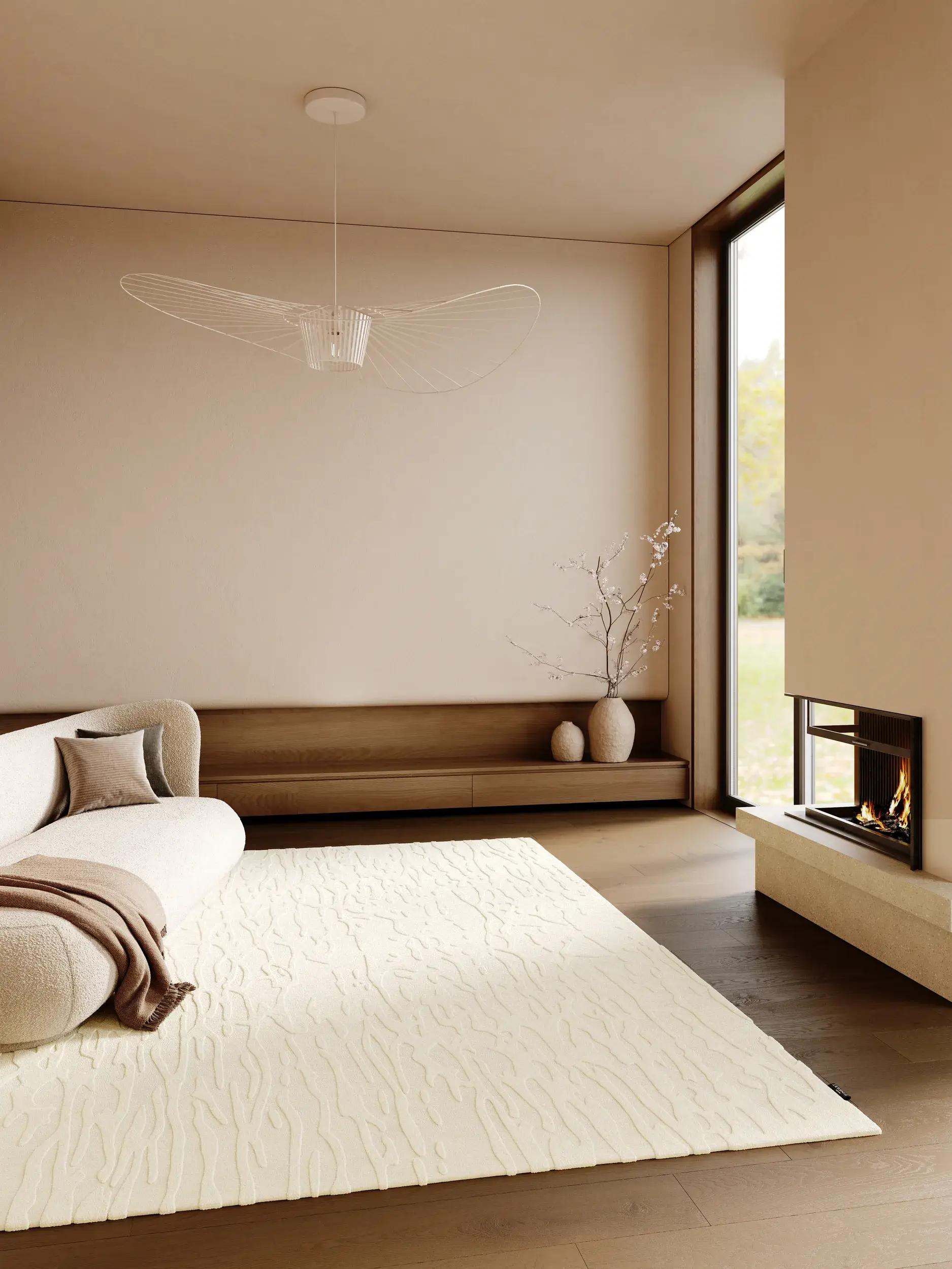 Rug made of 100% Wool (from New Zealand) in Beige with a 100% Wool (from New Zealand) high pile by benuta Finest