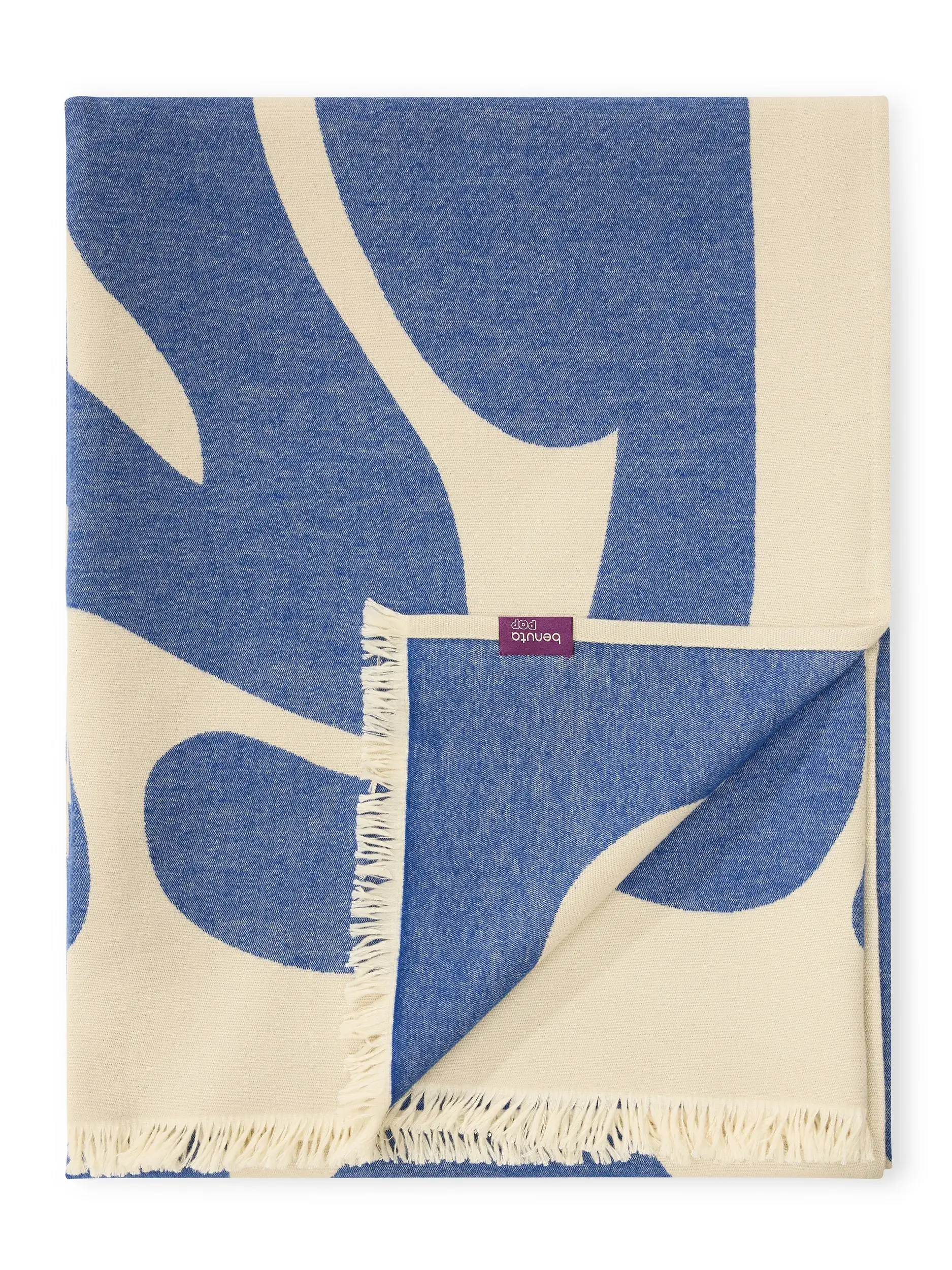 Baumwolldecke Jacky Blau von benuta Pop