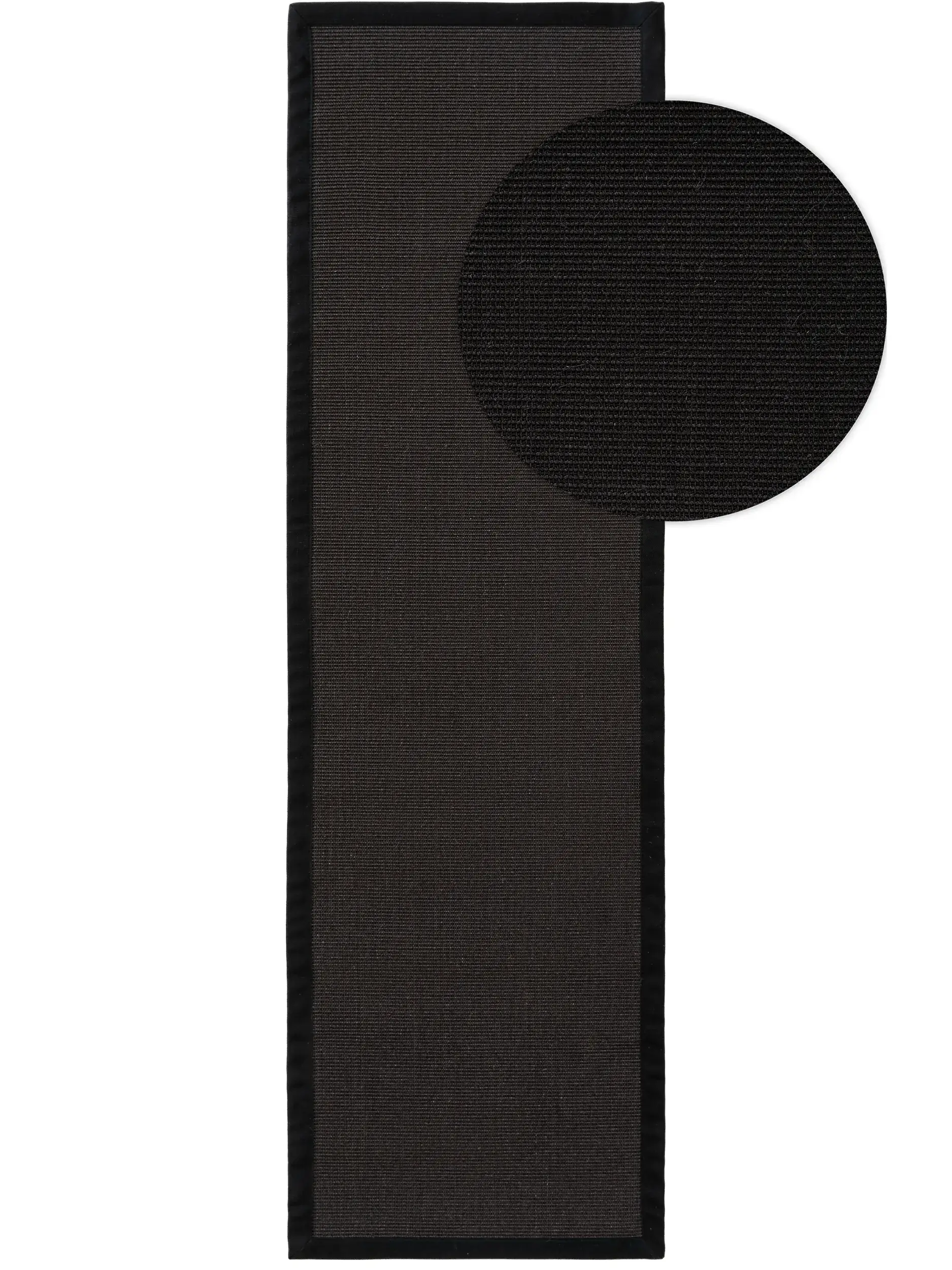 Teppich aus 100% Sisal in Schwarz mit 100% Sisal hohem Flor von benuta Nest