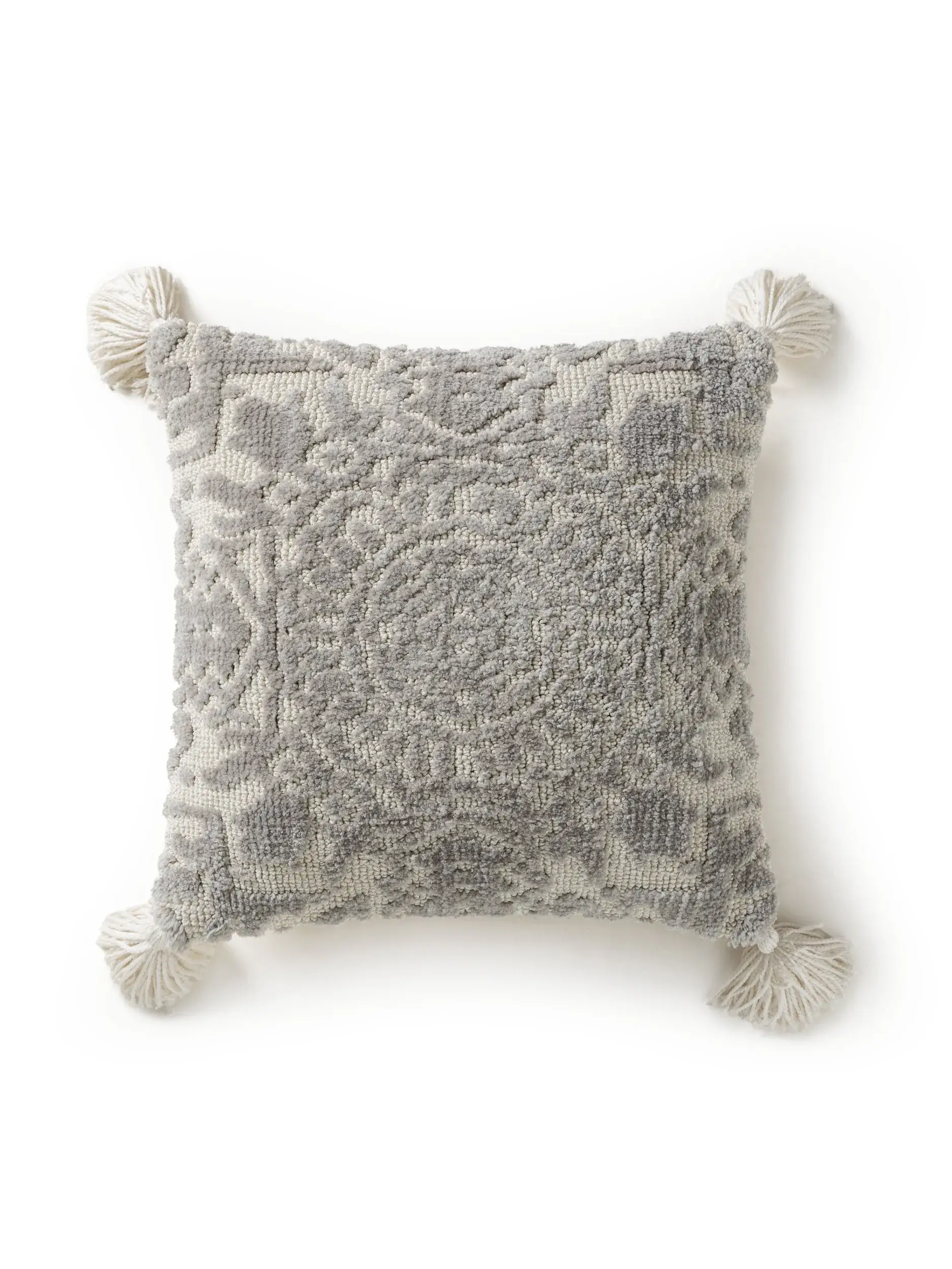 Kissenbezug Elias Grau im Design MitFransen aus 60% Polyester, 40% Baumwolle von benuta Nest