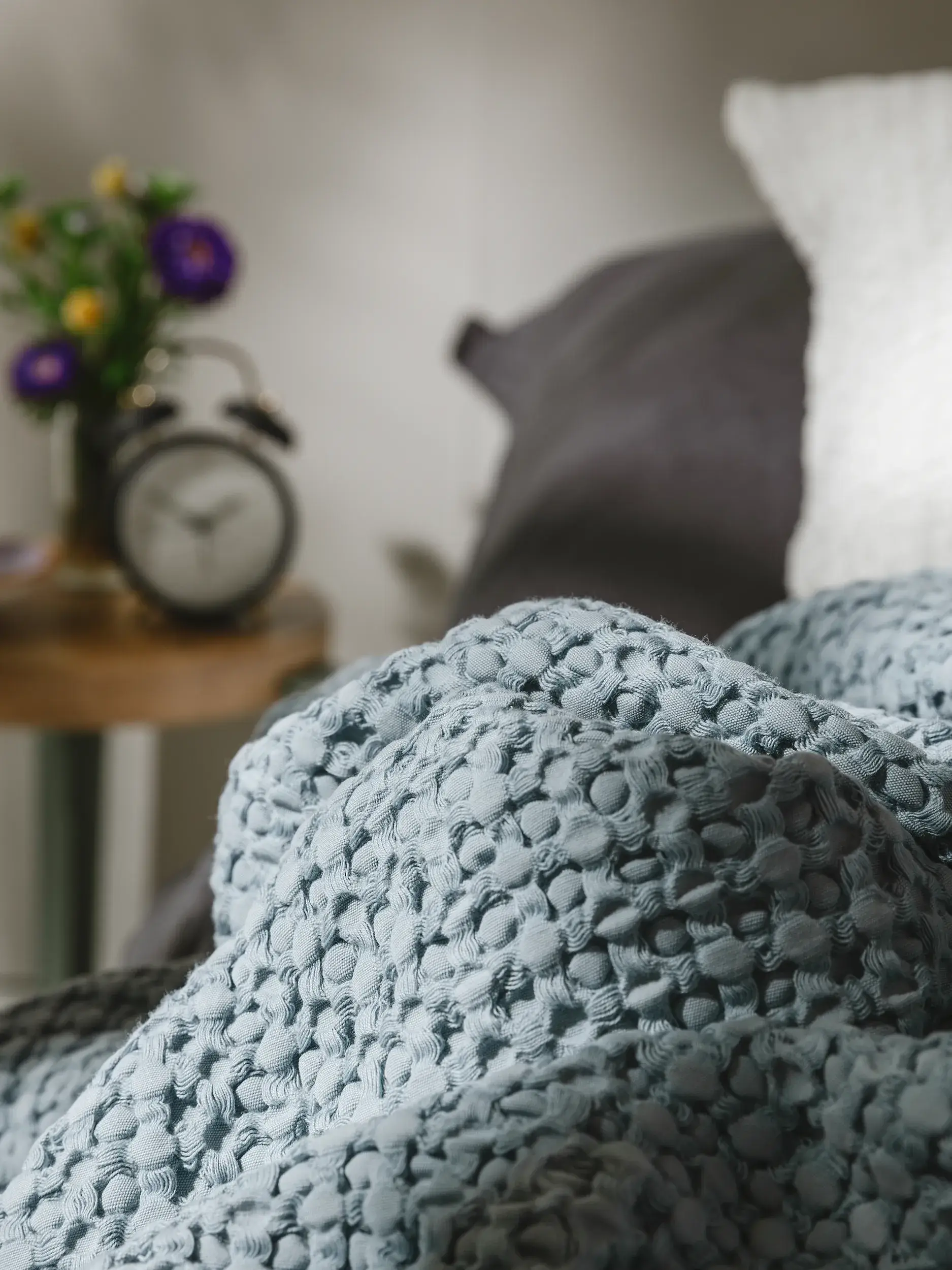 Baumwolldecke Cloe Blau/Grau im Design  aus  von benuta