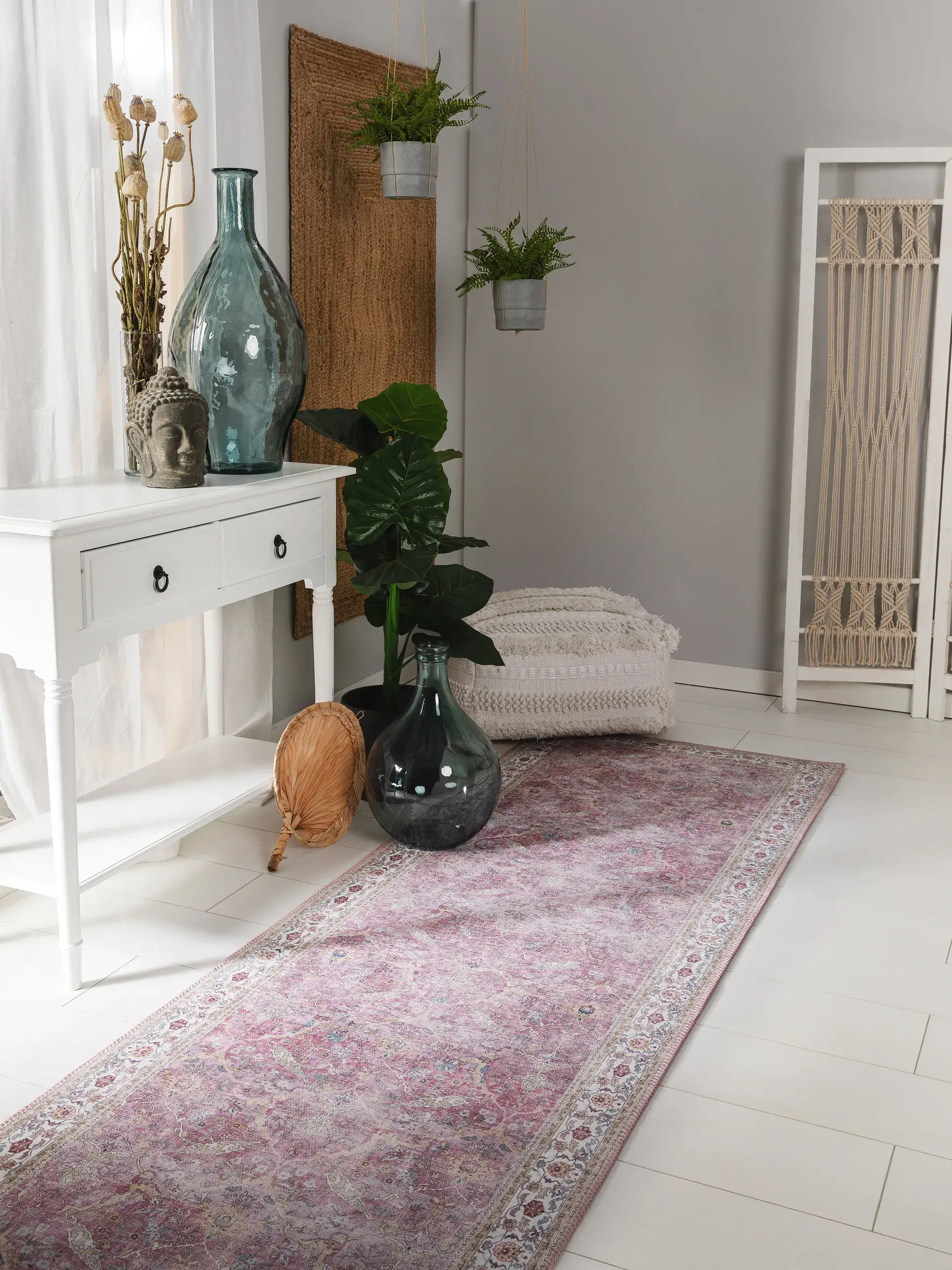 Rug made of 100% Polyester in Pink with a 100% Polyester high pile by benuta Pop