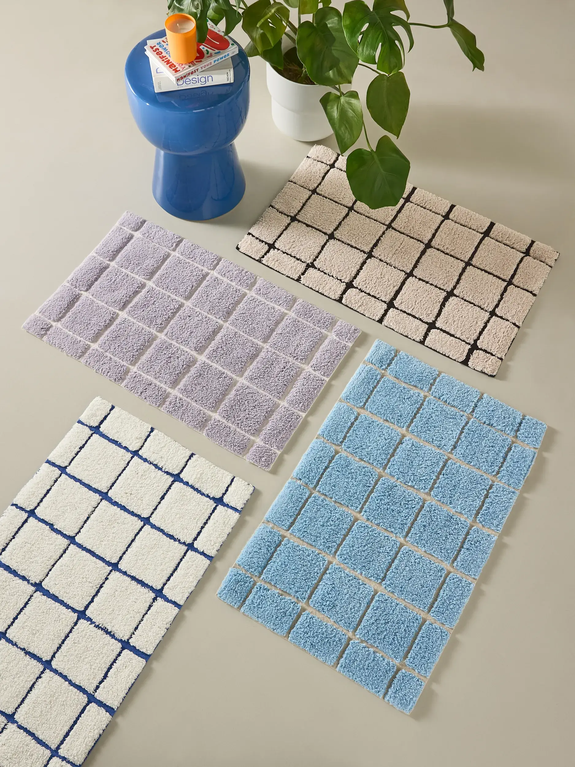 Alfombra de baño Noa Morado/Blanco de benuta POP