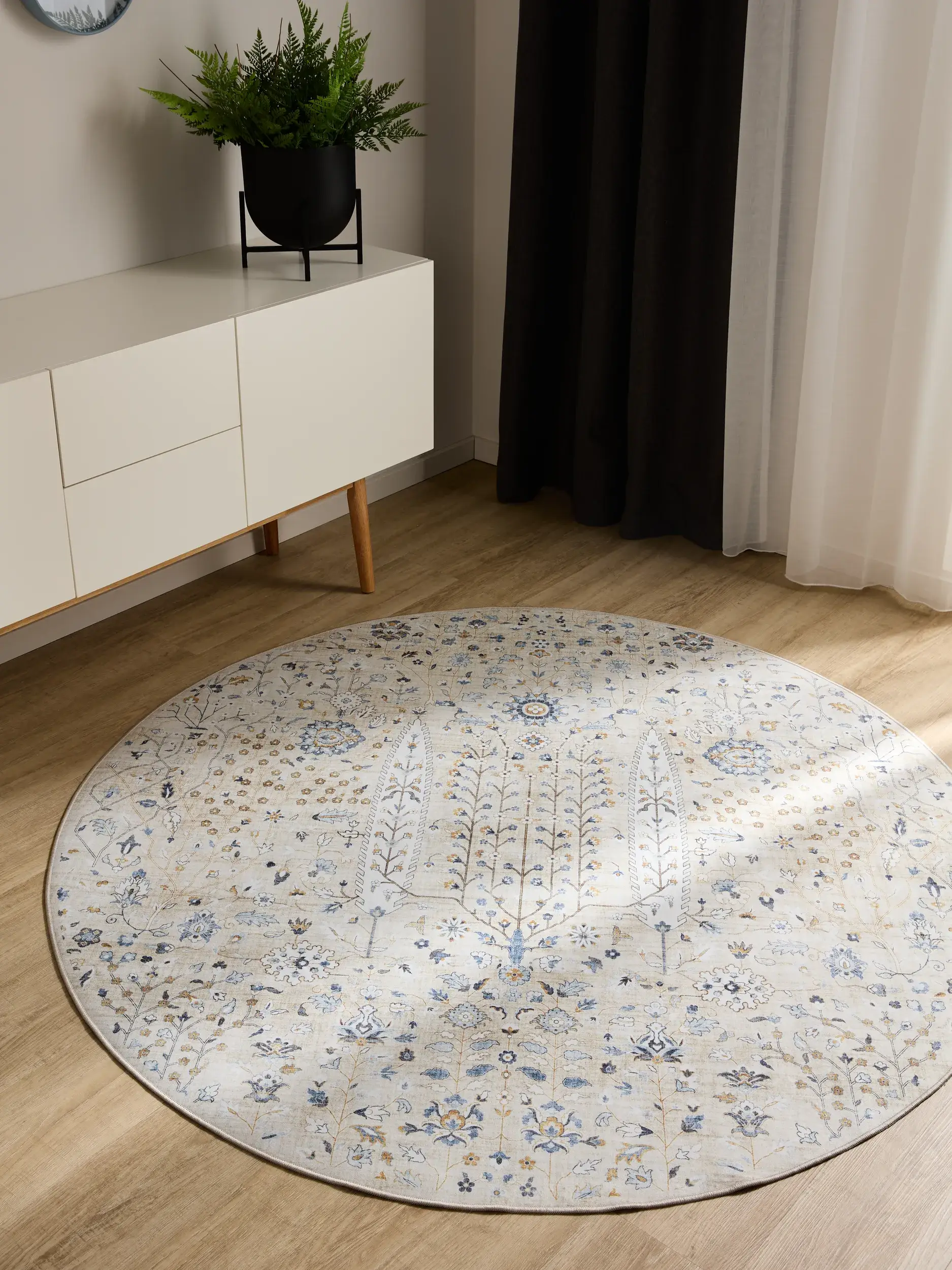 Rug made of 100% Polyester in Beige with a 100% Polyester high pile by benuta Basic