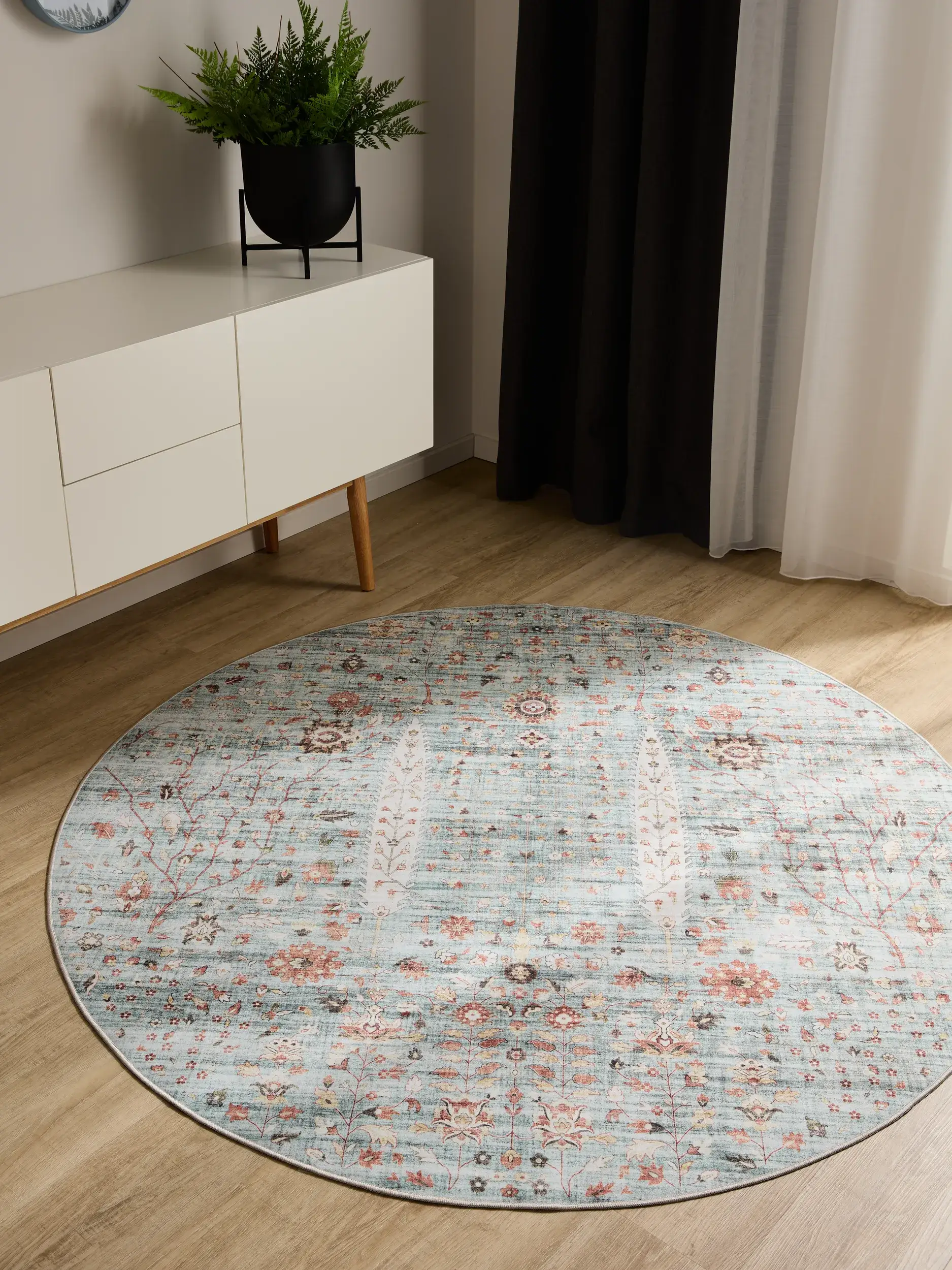 Rug made of 100% Polyester in Turquoise with a 100% Polyester high pile by benuta Basic