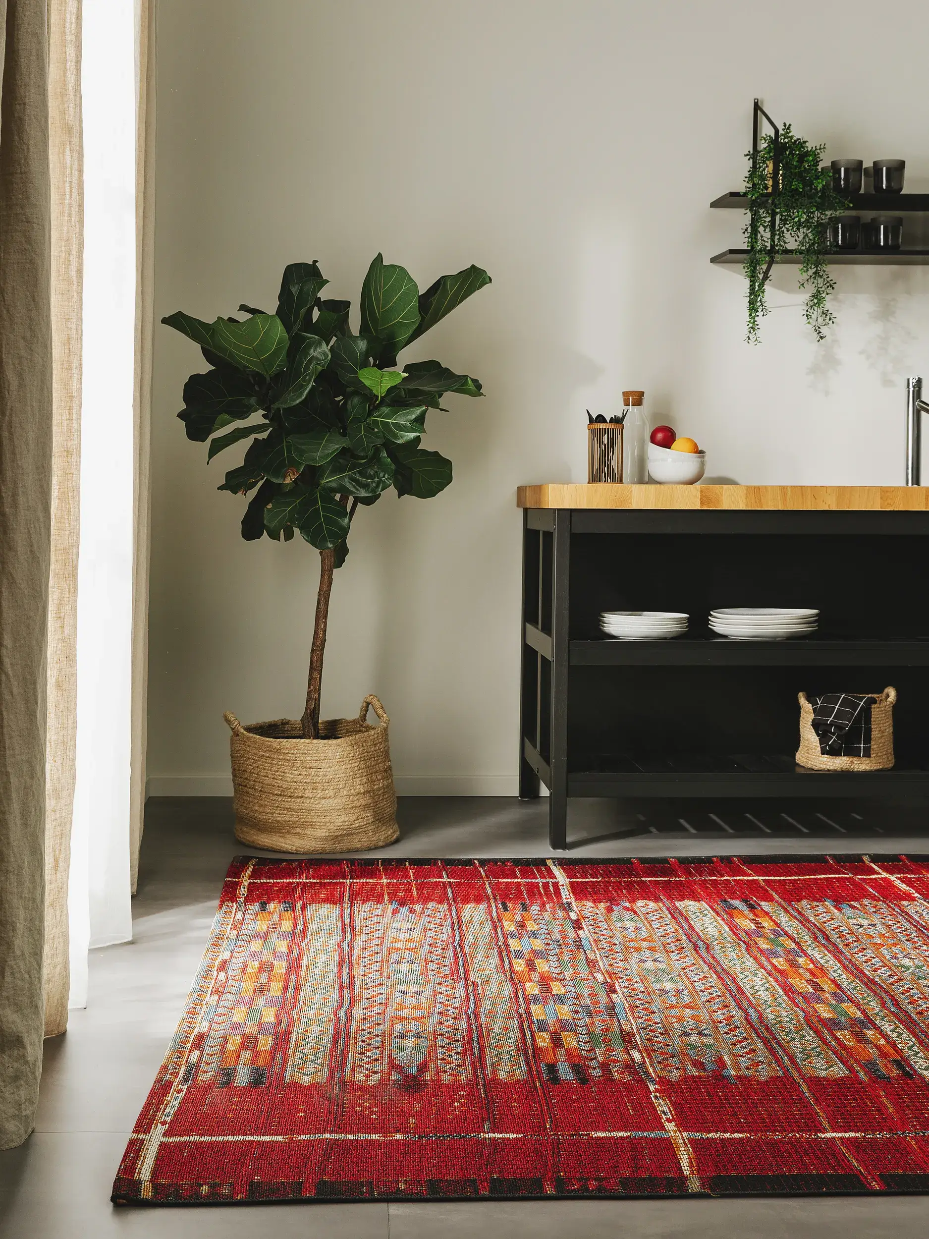 Rug made of 76% Polypropylen, 23% Polyester, 1% Latex in Multicolour with a 76% Polypropylen, 23% Polyester, 1% Latex high pile by benuta Nest