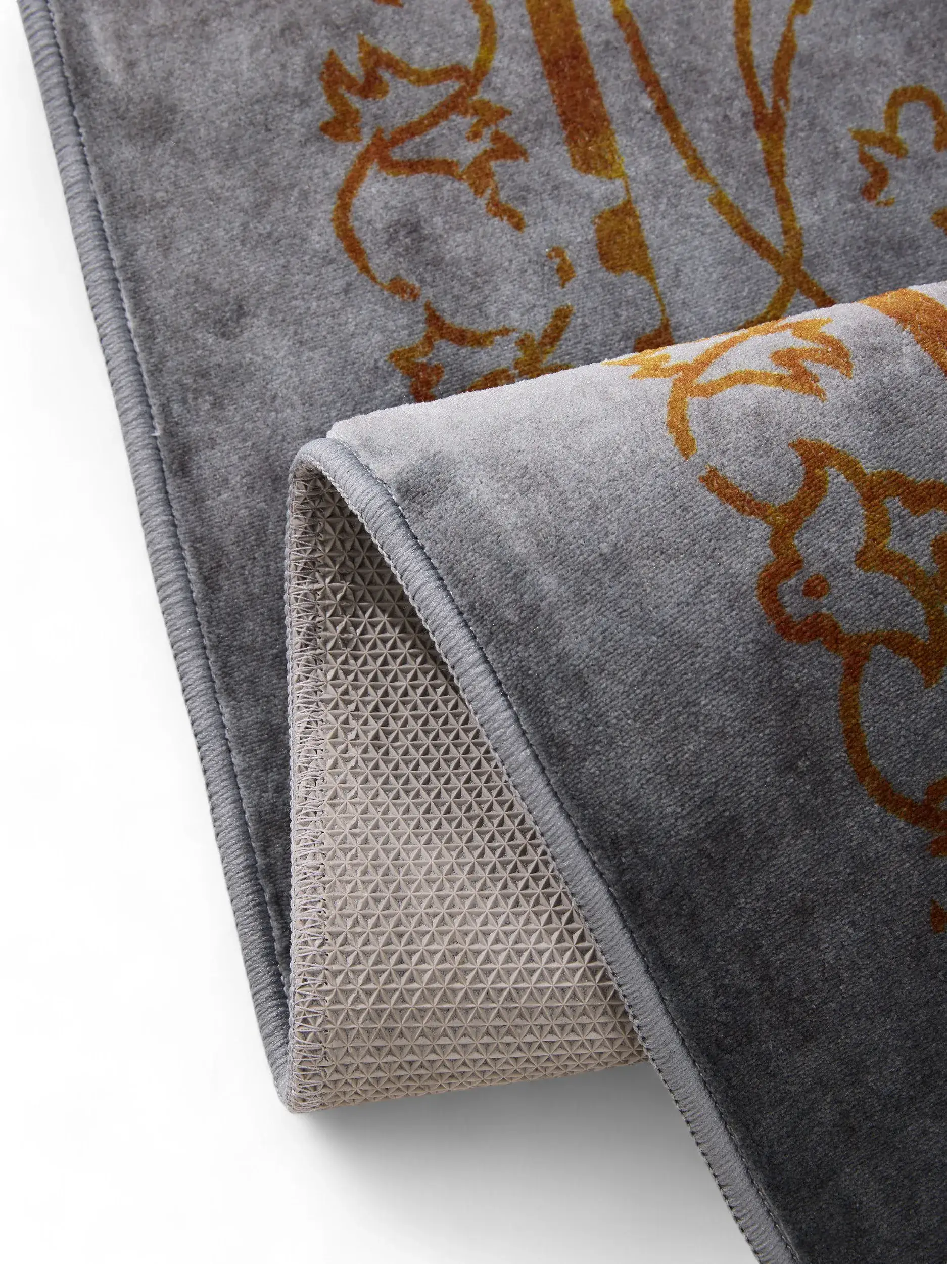 Teppich aus 100% Polyester in Grau mit 100% Polyester hohem Flor von benuta Nest