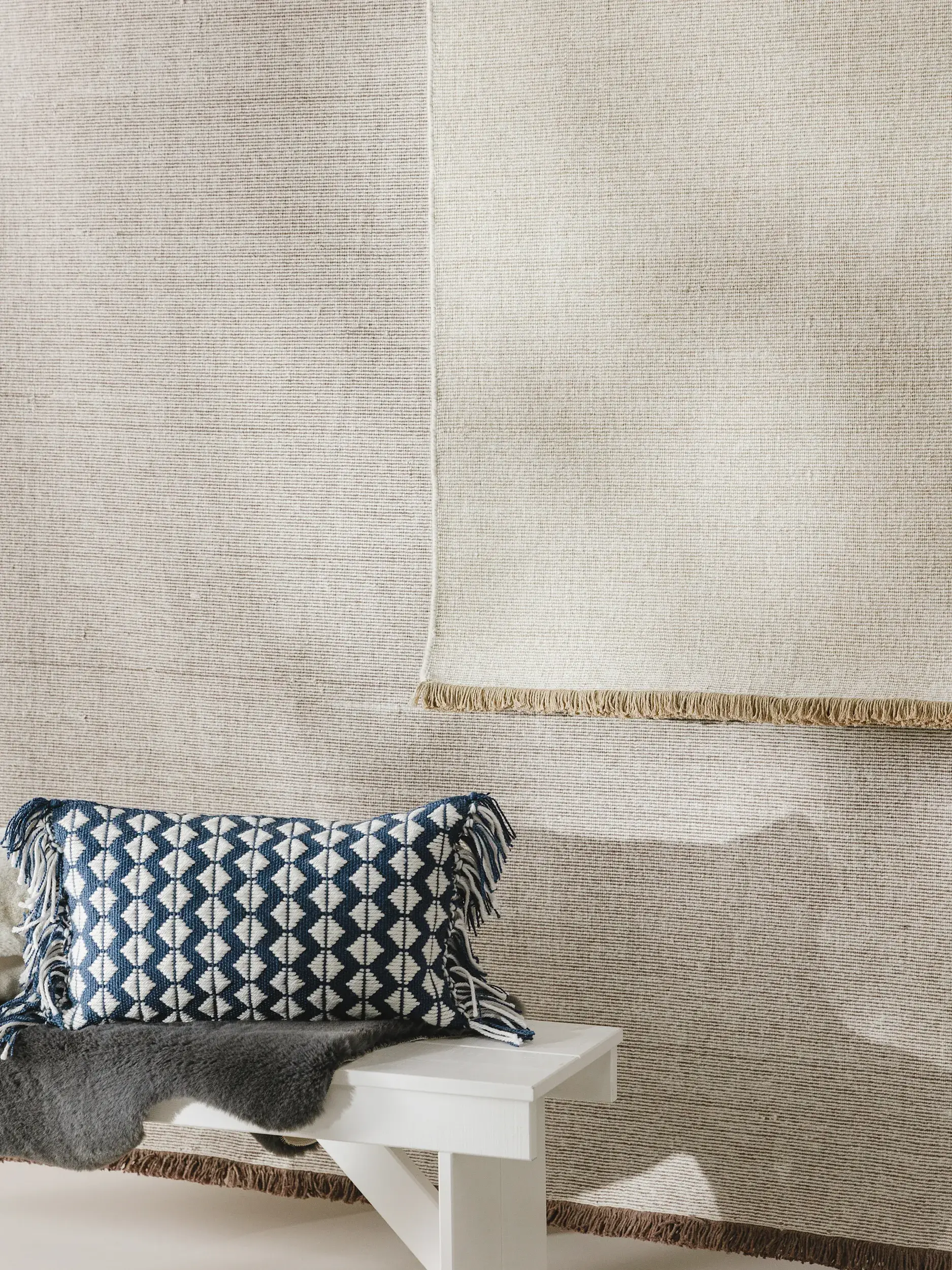 Teppich aus 70% Wolle, 30% Baumwolle in Beige mit 70% Wolle, 30% Baumwolle hohem Flor von benuta Nest