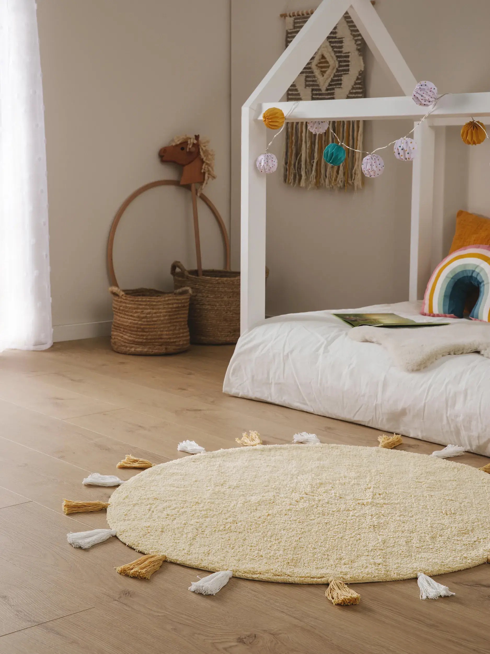 Tapis en 100% Coton en Jaune avec une pile de 100% Coton de hauteur de Lytte