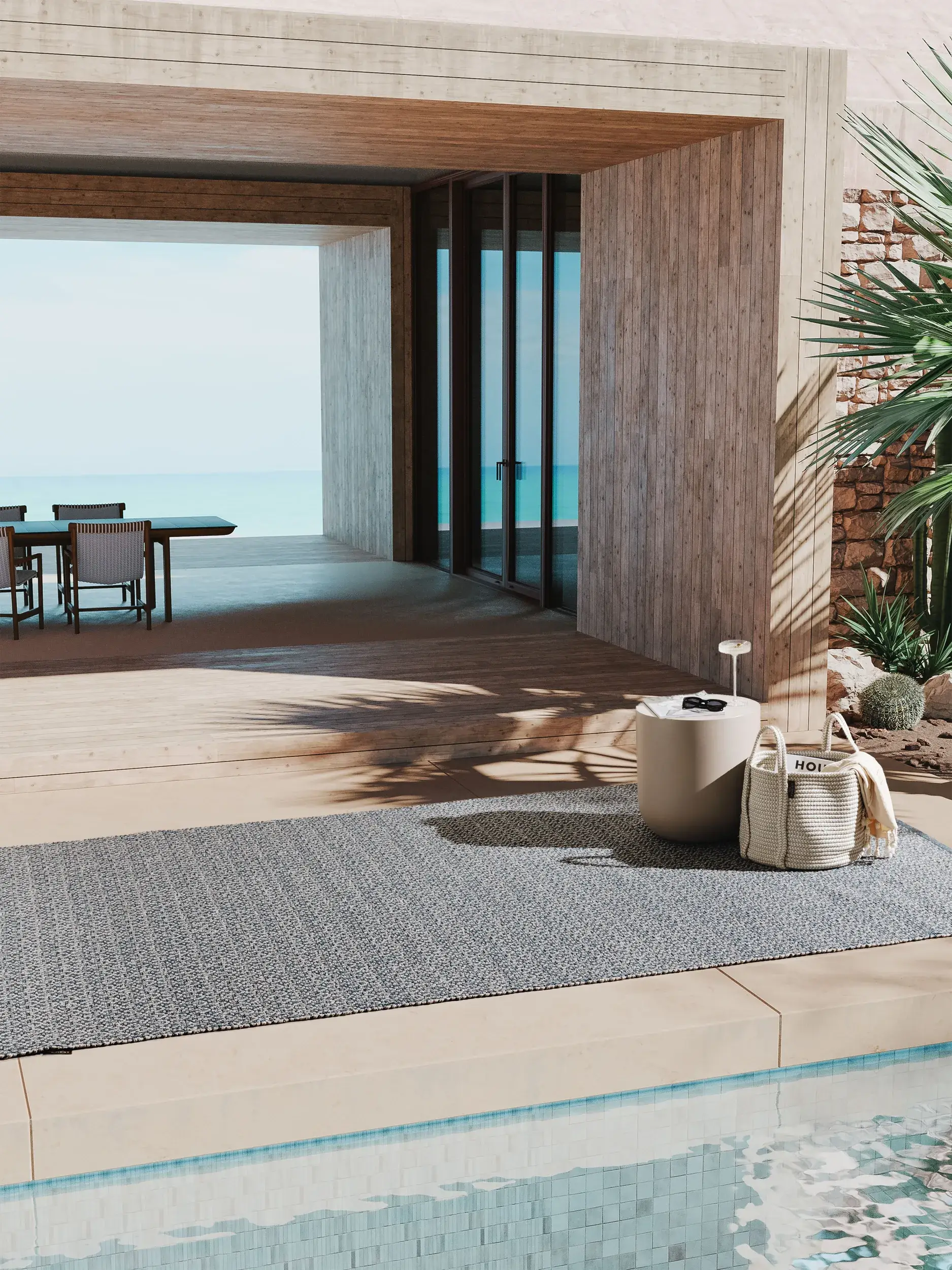 Rug made of 100% Polypropylen in Blue with a 100% Polypropylen high pile by benuta Finest