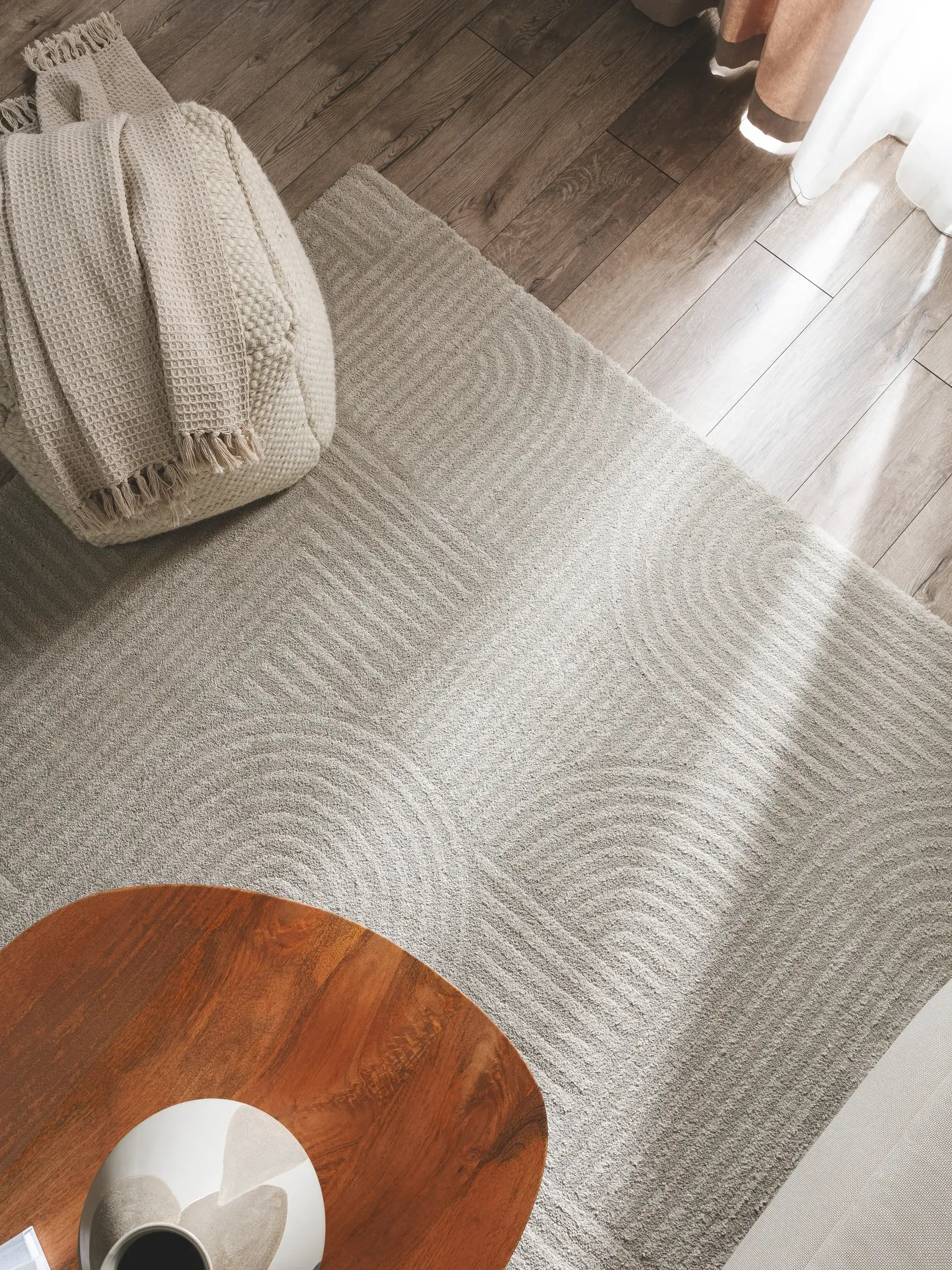 Teppich aus 100% Polypropylen in Grau mit 100% Polypropylen hohem Flor von benuta Nest