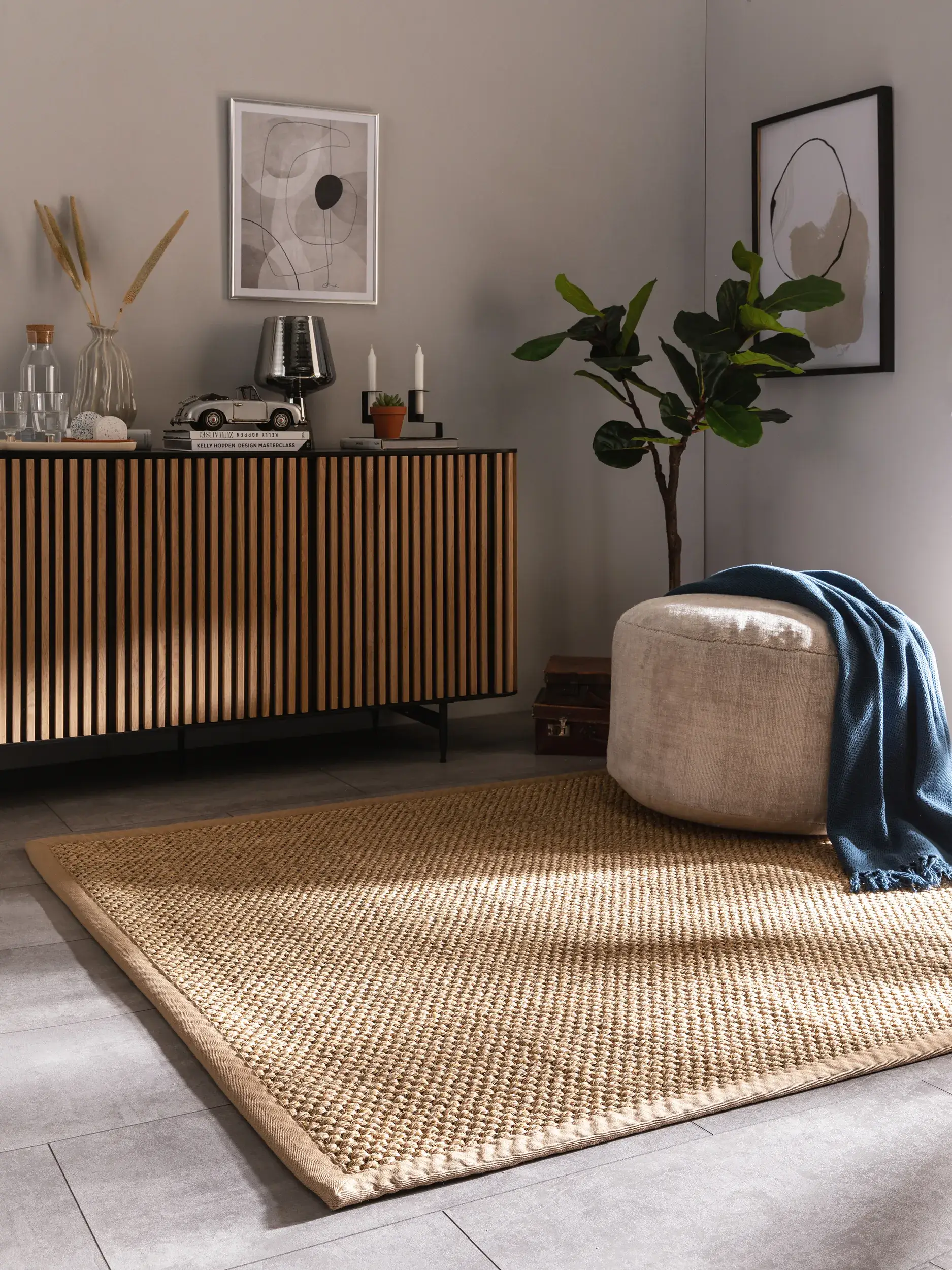 Teppich aus 100% Sisal in Beige mit 100% Sisal hohem Flor von benuta Pure