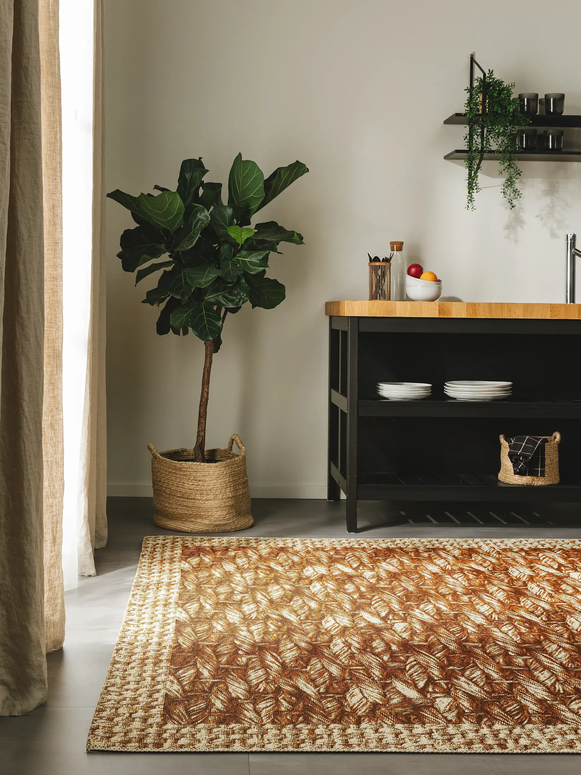 Tapis en 76% Polypropylène, 24% Polyester en Beige avec une pile de 76% Polypropylène, 24% Polyester de hauteur de benuta nest
