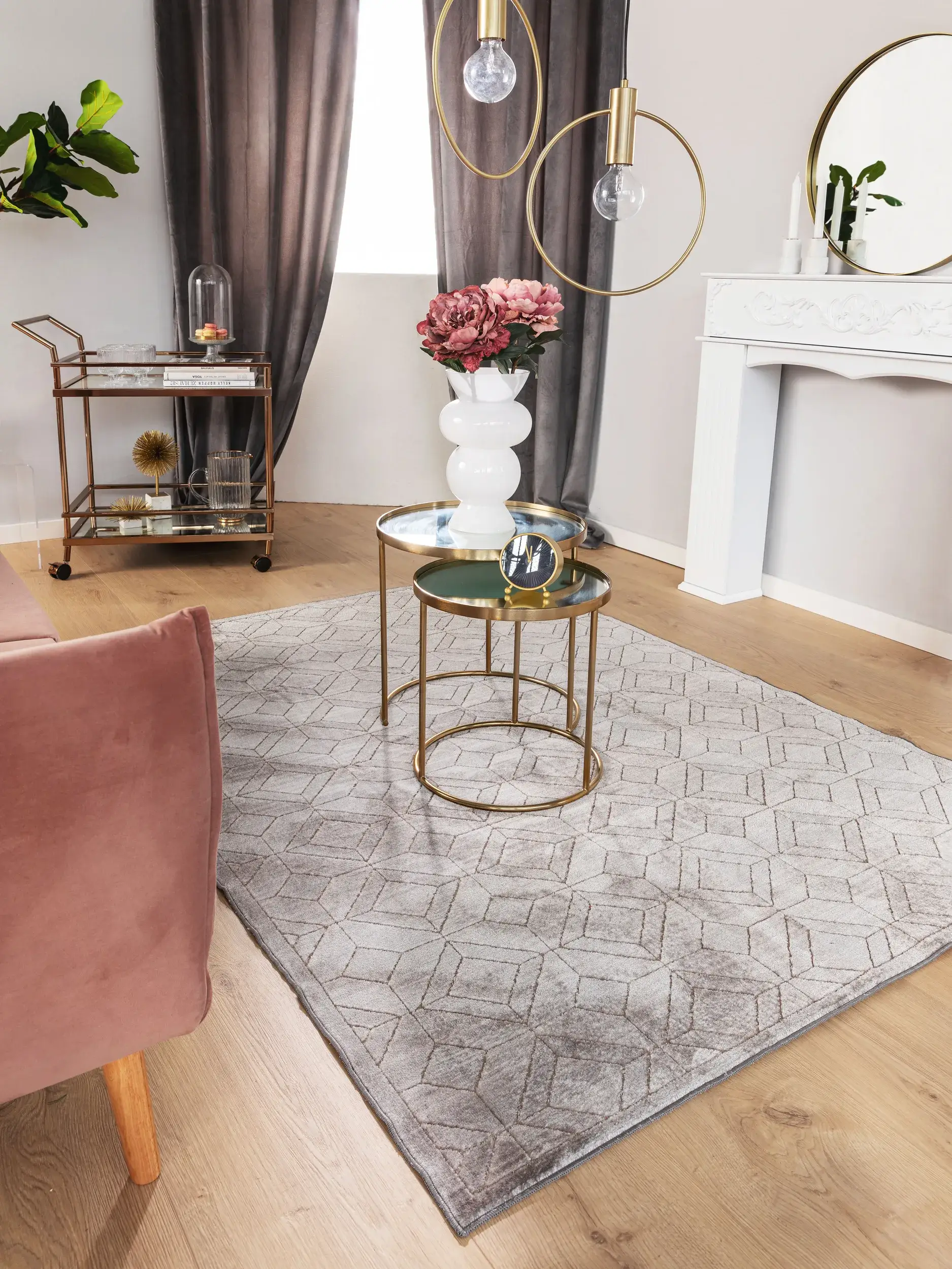 Teppich aus 100% Polyester in Grau mit 100% Polyester hohem Flor von benuta