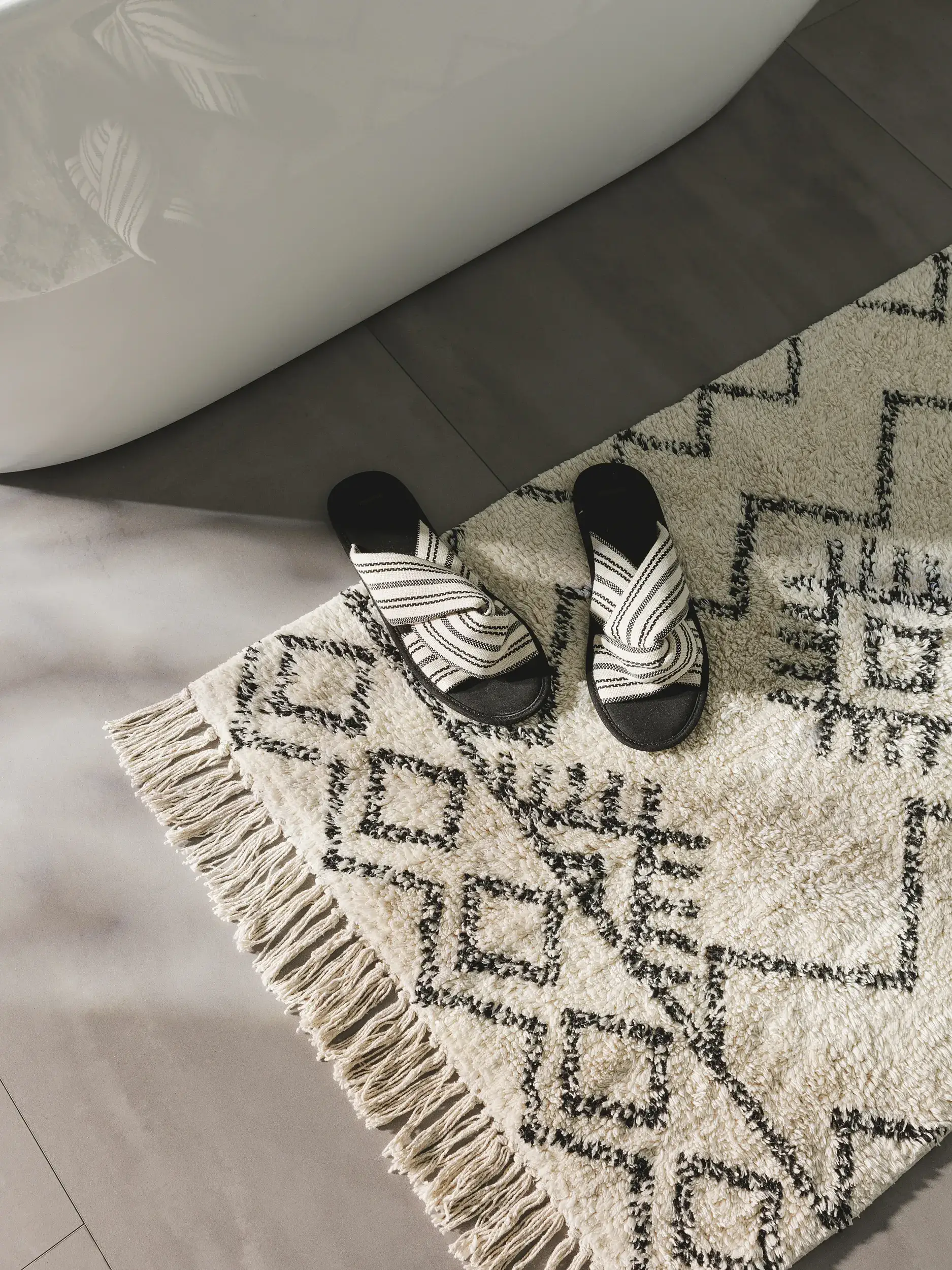 Badematte Naomi Cream im Design Geometrisch aus 100% Baumwolle von benuta Nest