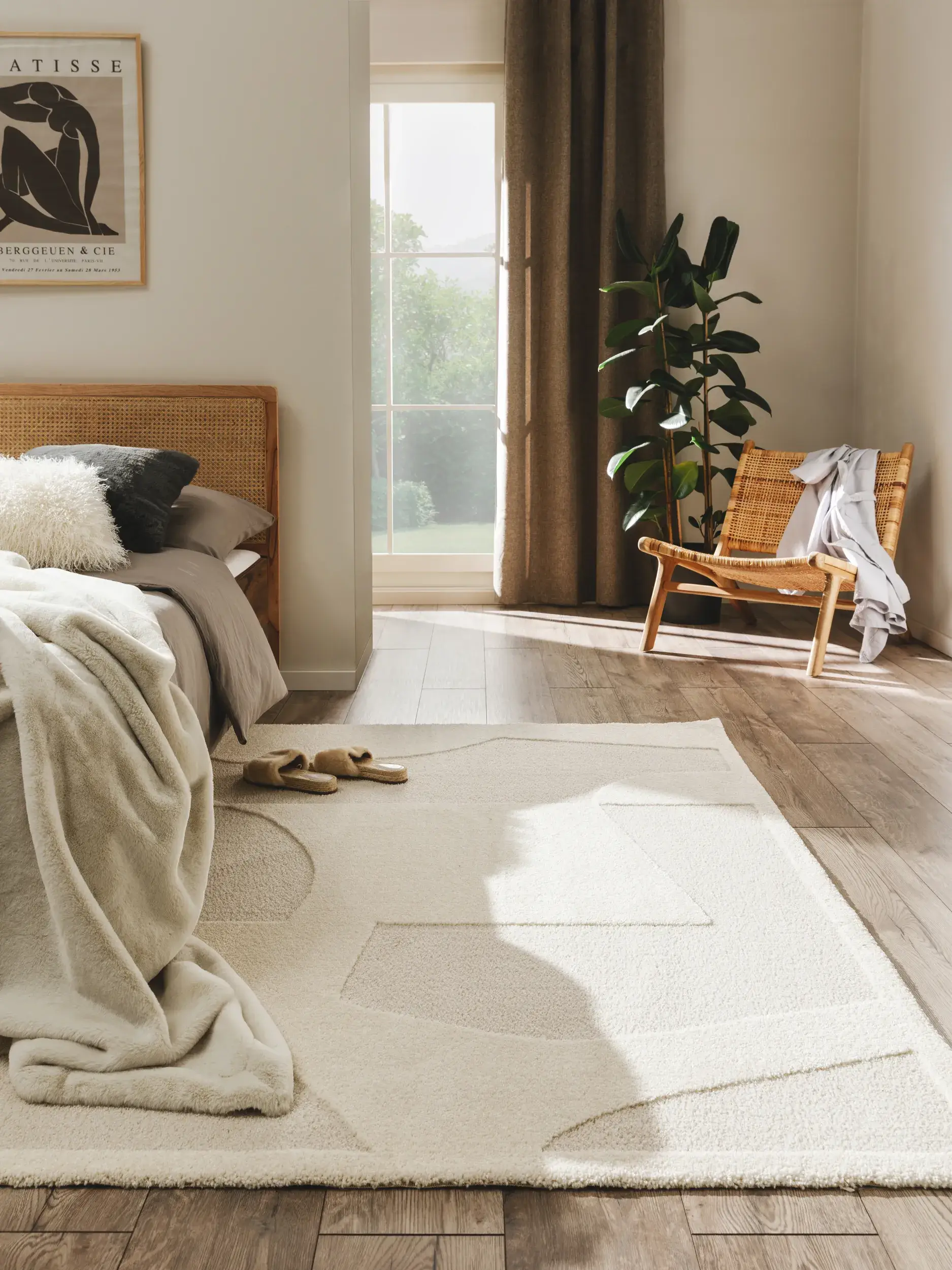 Teppich aus 60% Polypropylen, 40% Polyester in Beige mit 60% Polypropylen, 40% Polyester hohem Flor von benuta Nest