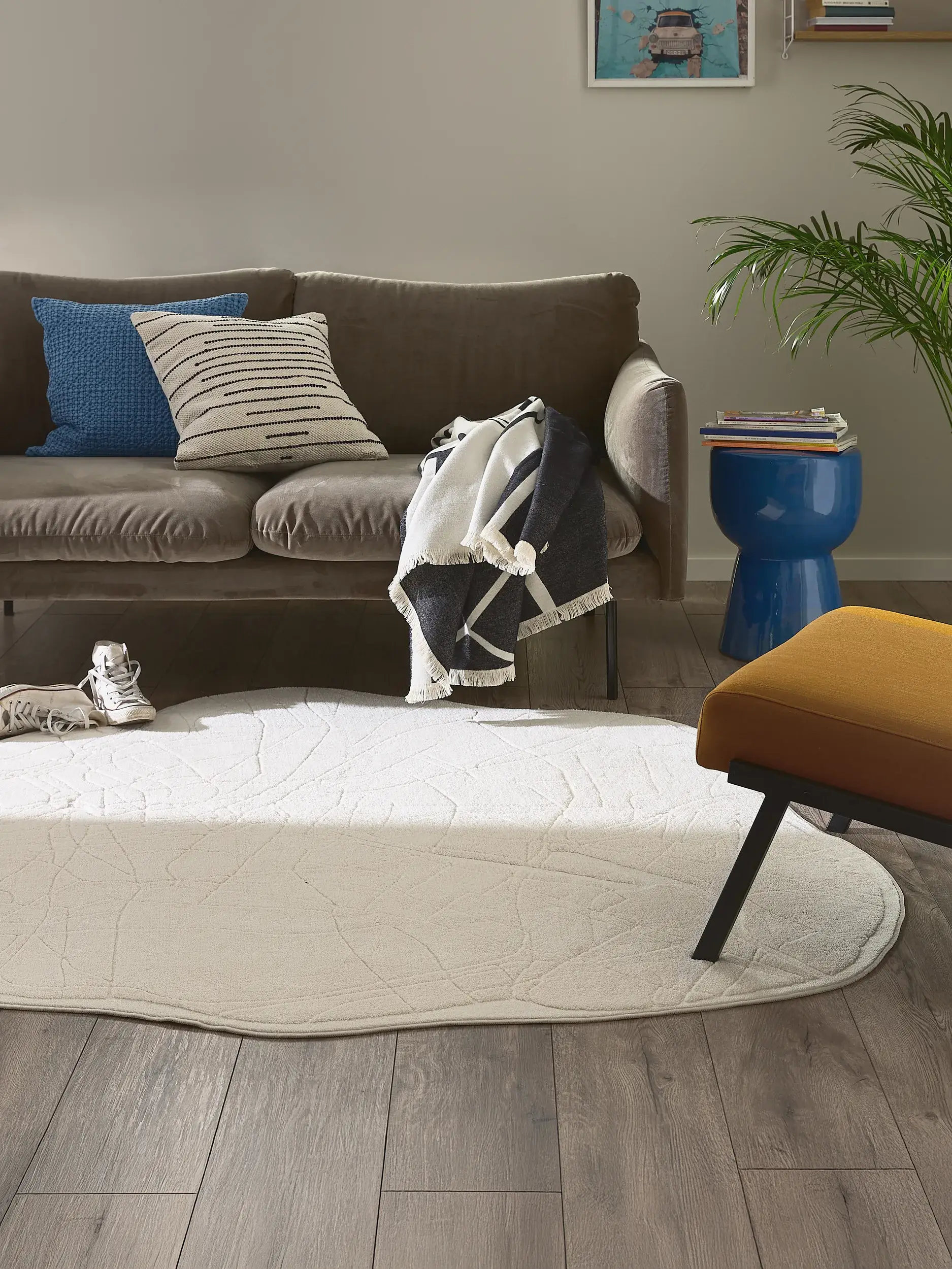 Tappeto di 100% Poliestere in Beige con pelo alto 100% Poliestere da benuta POP