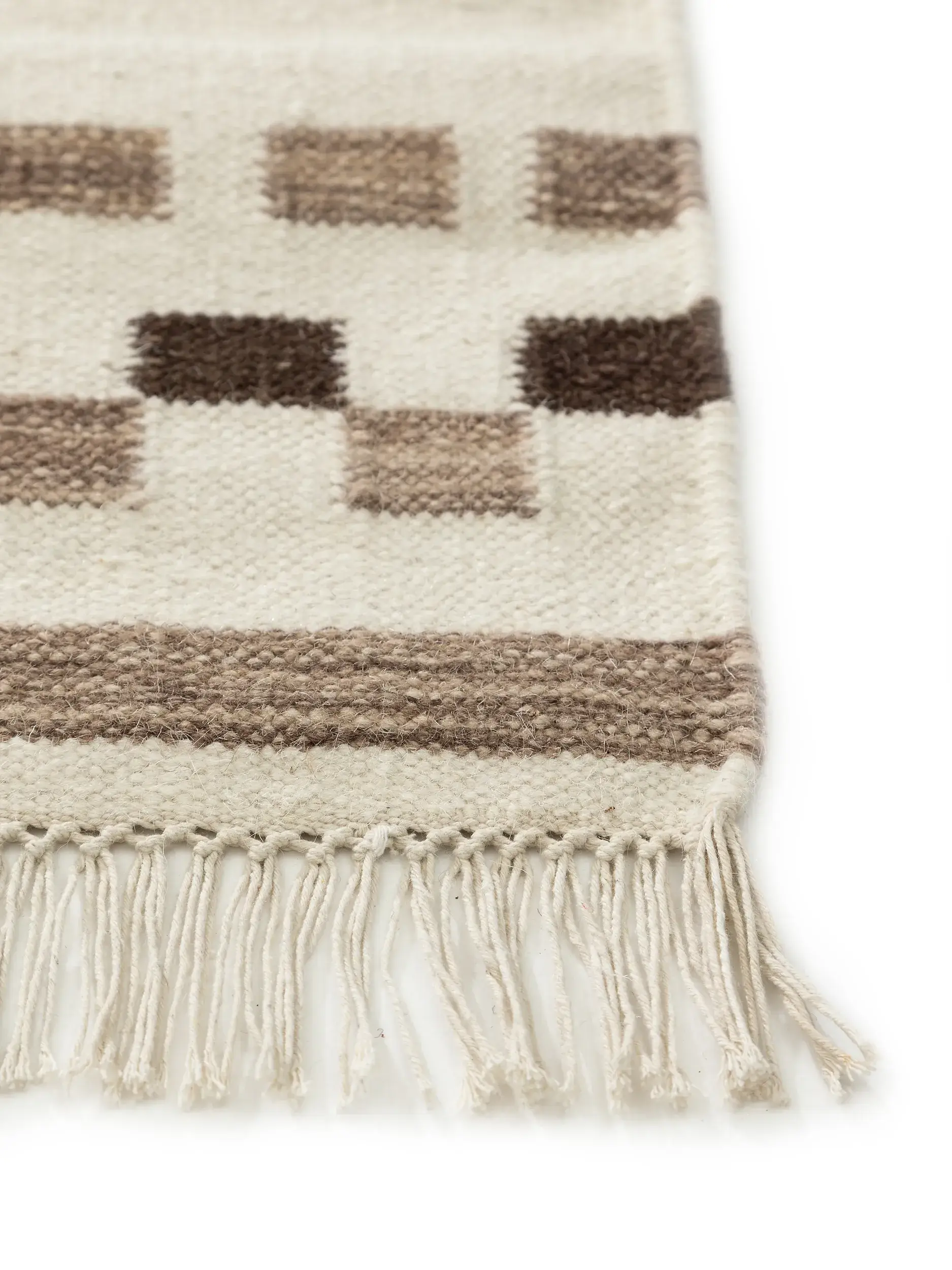 Tappeto di 80% Lana, 20% Cotone in Bianco con pelo alto 80% Lana, 20% Cotone da benuta pure