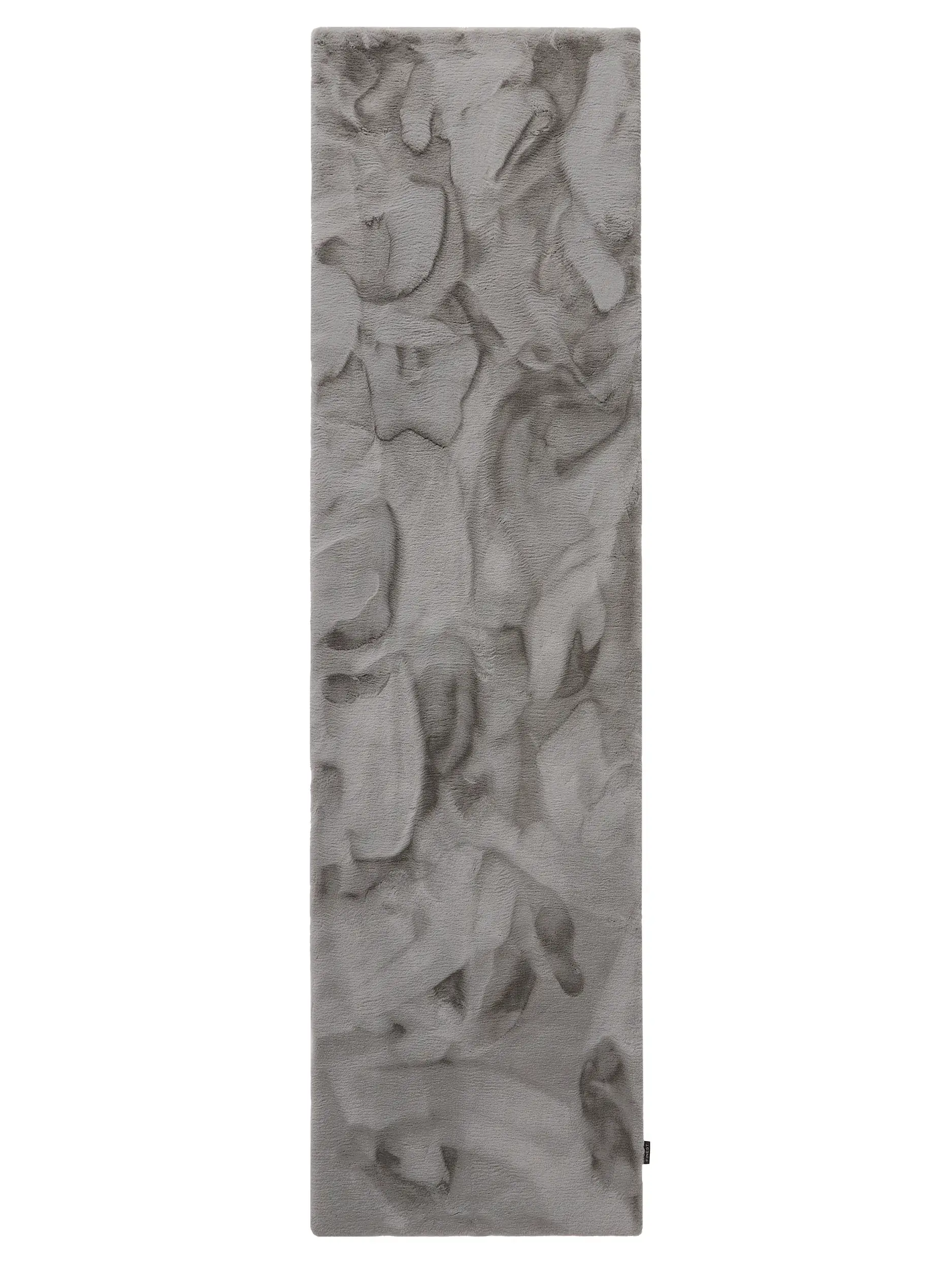 Rug made of 100% Polyester in Grey with a 100% Polyester high pile by benuta Finest