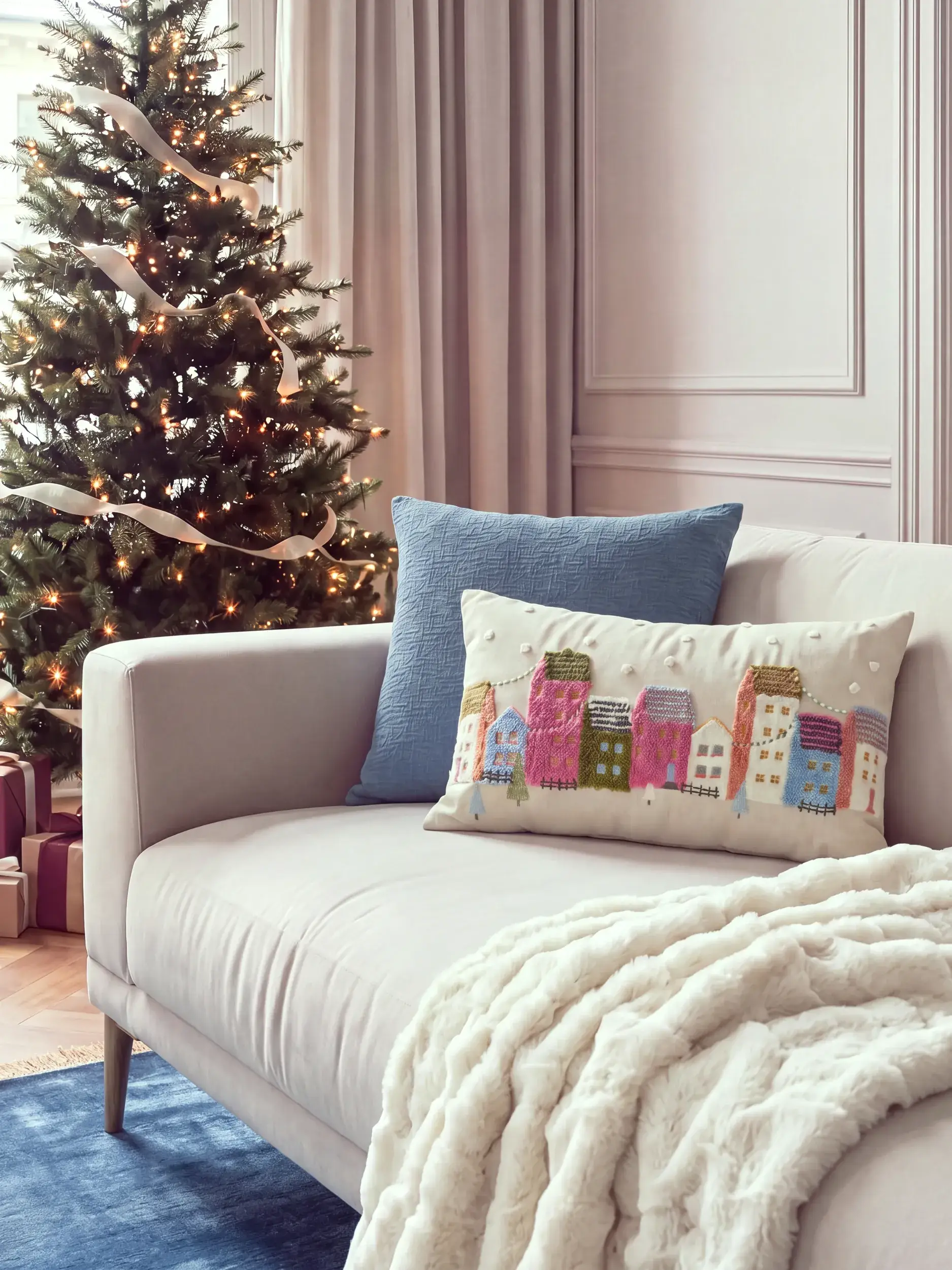 Kerstkussen Joyful Crème van benuta