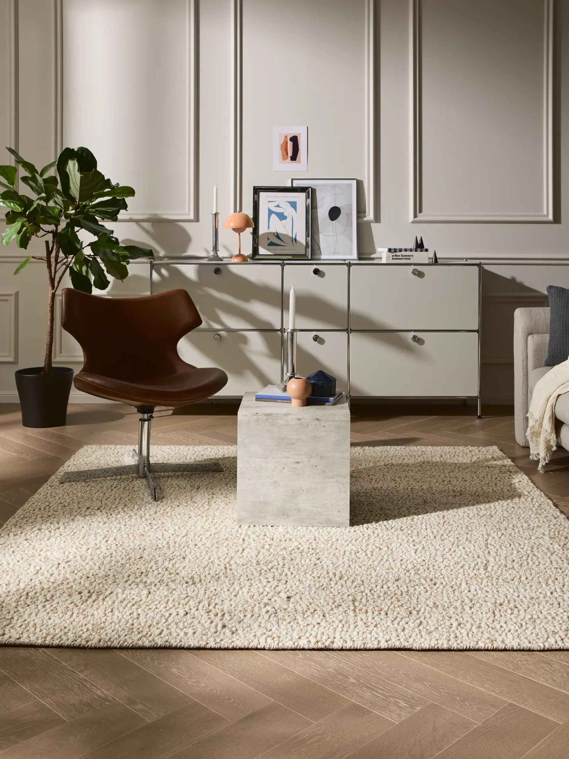Rug made of 70% Wolle (from New Zealand), 30% Polyester in Braun with a 70% Wolle (from New Zealand), 30% Polyester high pile by benuta Pure