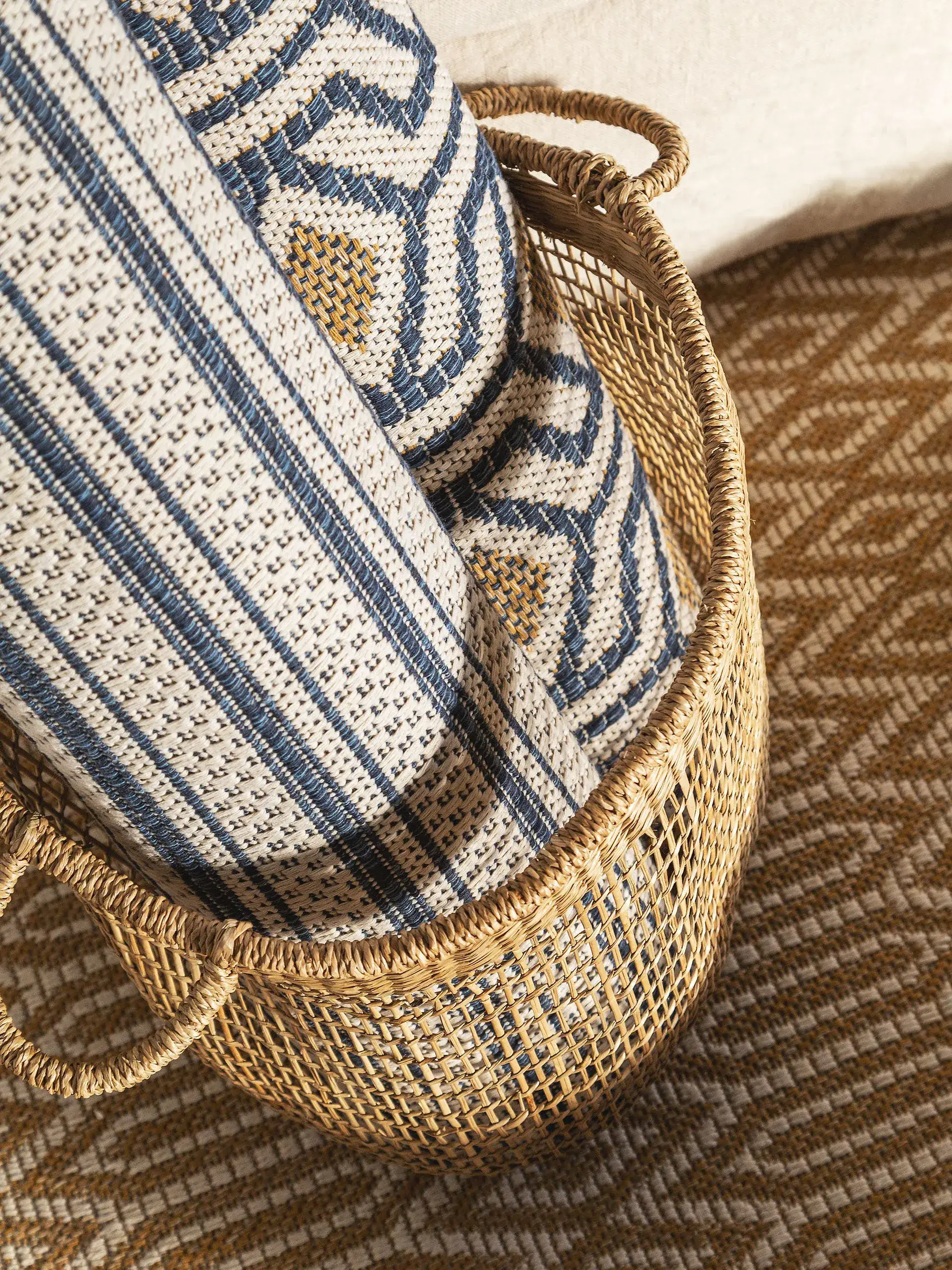 Tappeto di 100% Cotone in Azzurro con pelo alto 100% Cotone da benuta nest