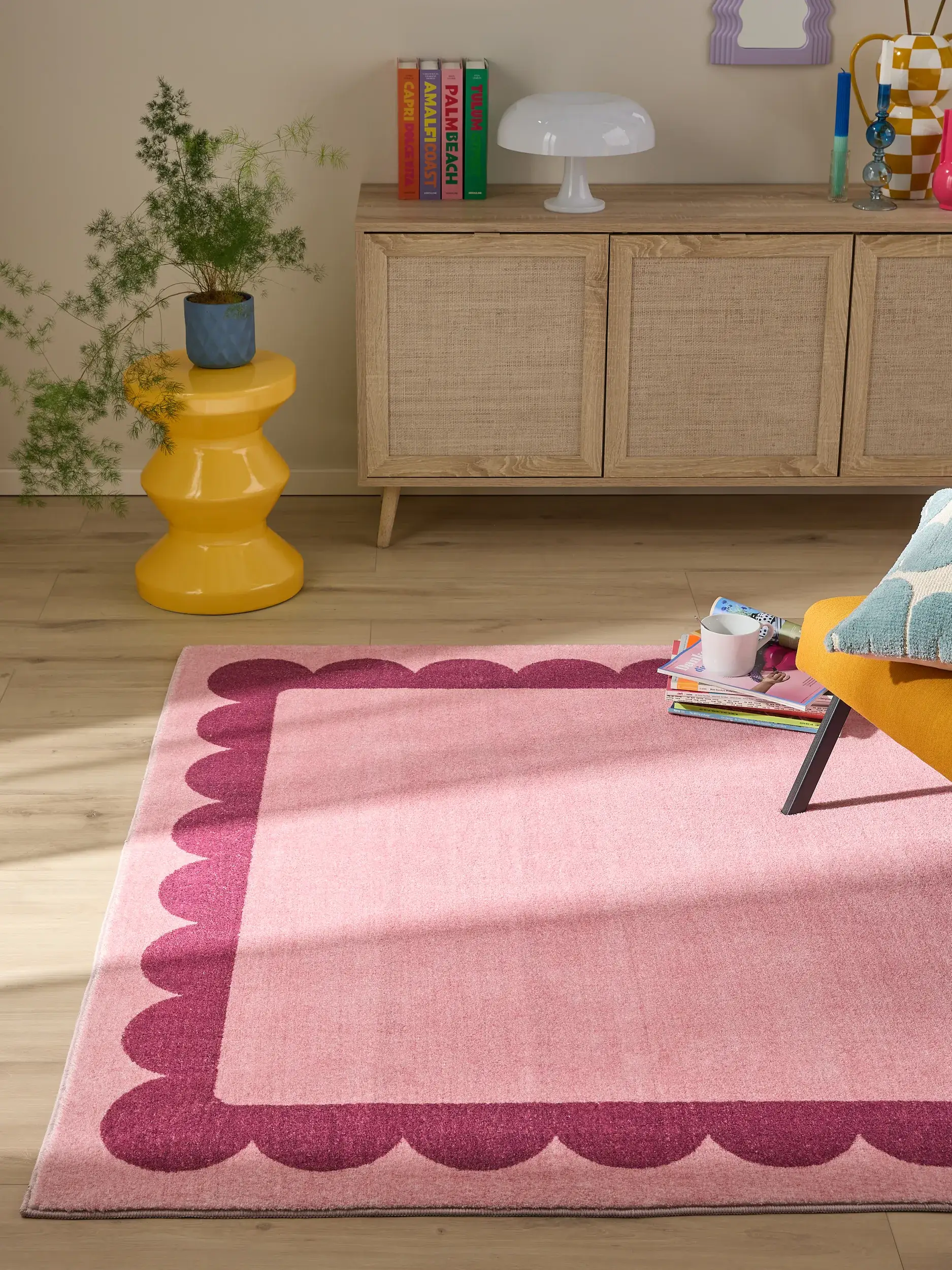 Teppich aus 100% Polyester in Rosa mit 100% Polyester hohem Flor von benuta Pop