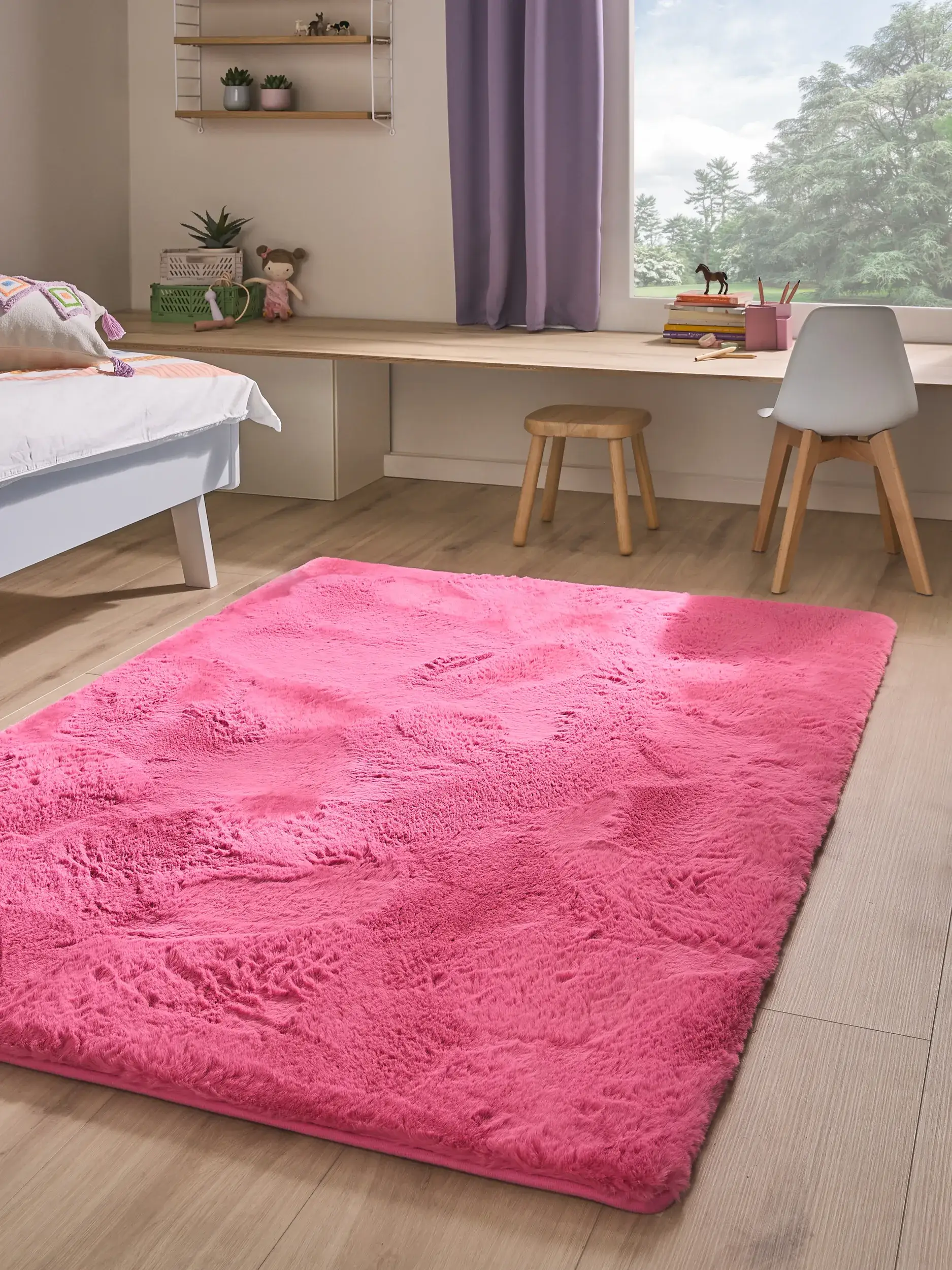 Teppich Dave aus 100% Polyester in Rosa von Lytte